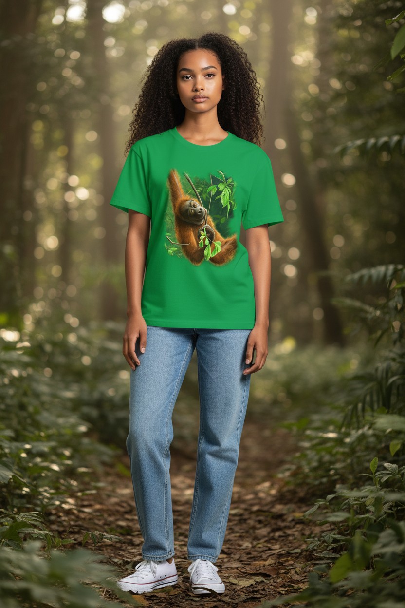 Hanging Orangutan Ladies T-shirt
