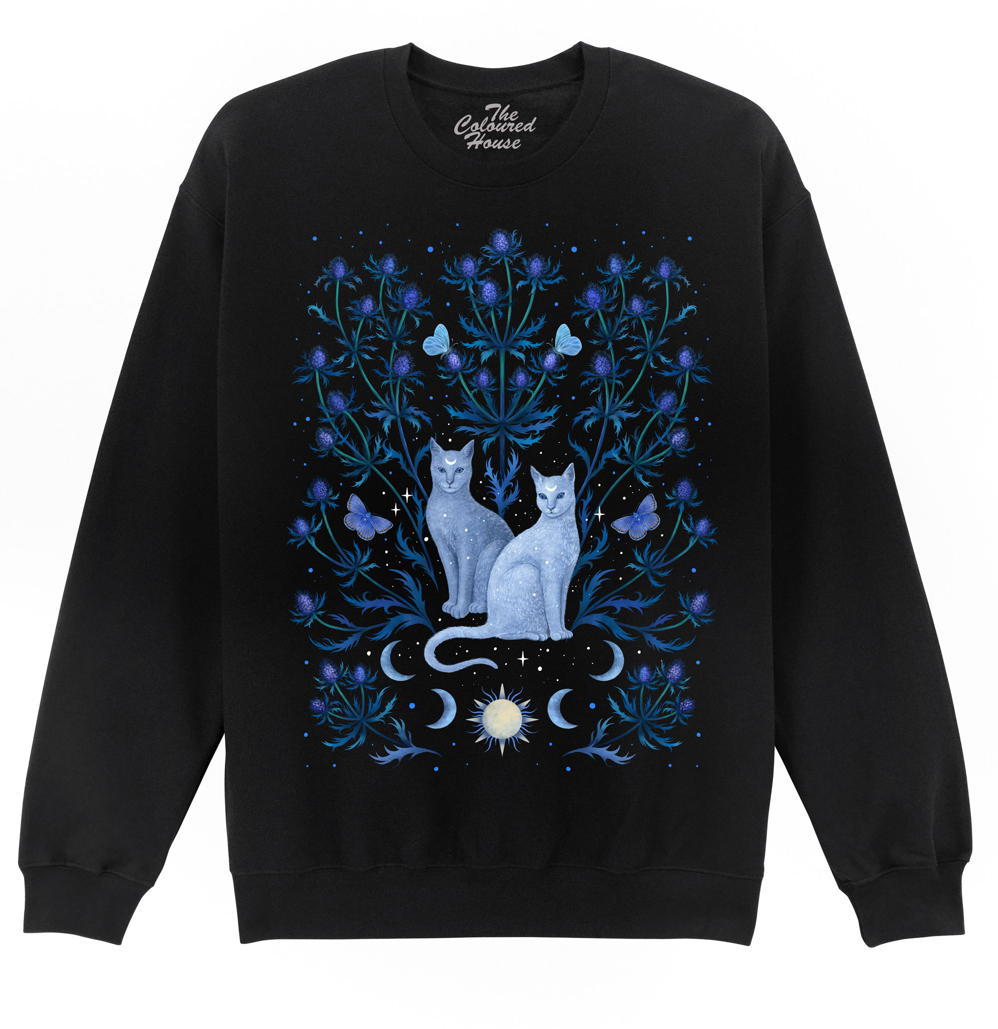 Blue Thistle Cats Sweater