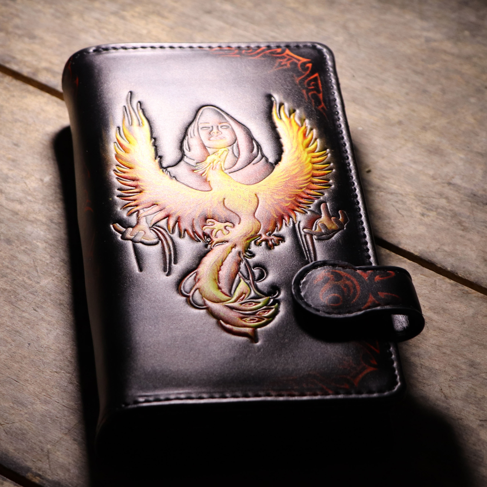b5375s0-8 Phoenix Rising Embossed Monedero 18,5cm