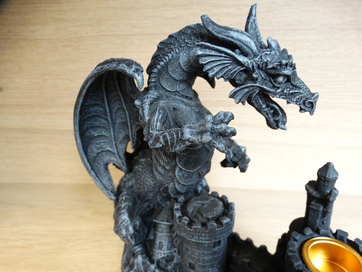 Black Dragon - tealight and candle holder - 45cm
