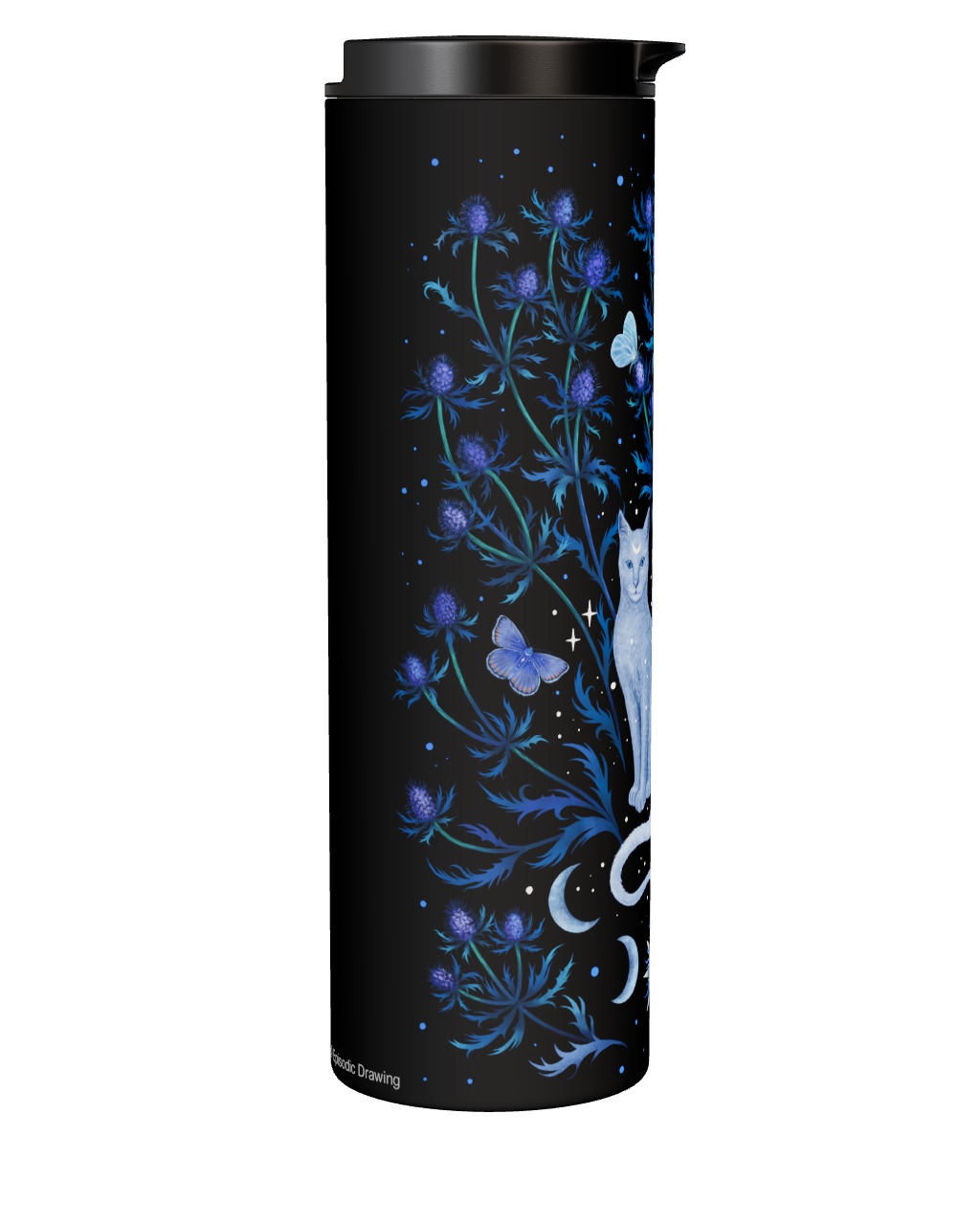 Blue Thistle And Cat Tumbler