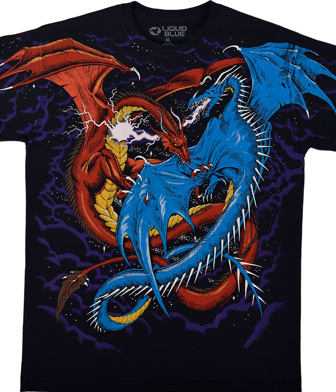 31777f__19107 Dueling Dragons Dark Fantasy T-shirt