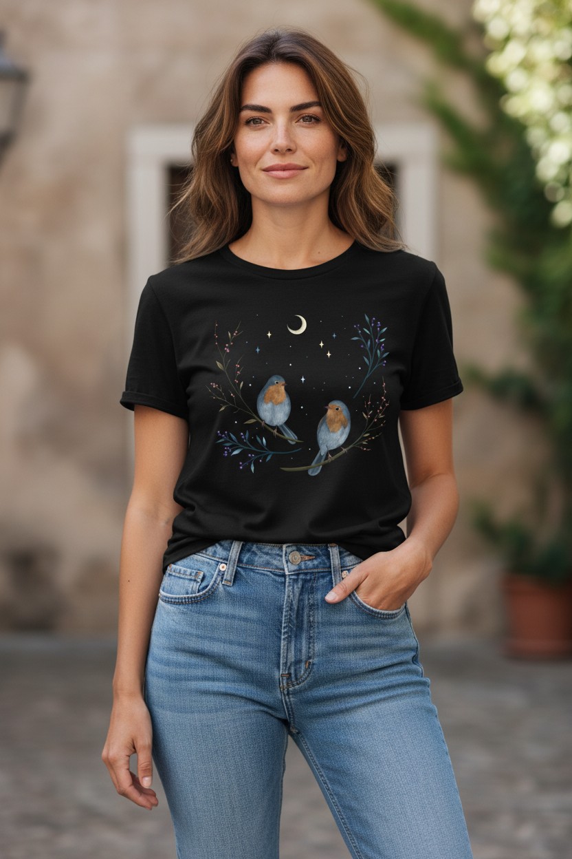Birds And Berries Ladies T-shirt