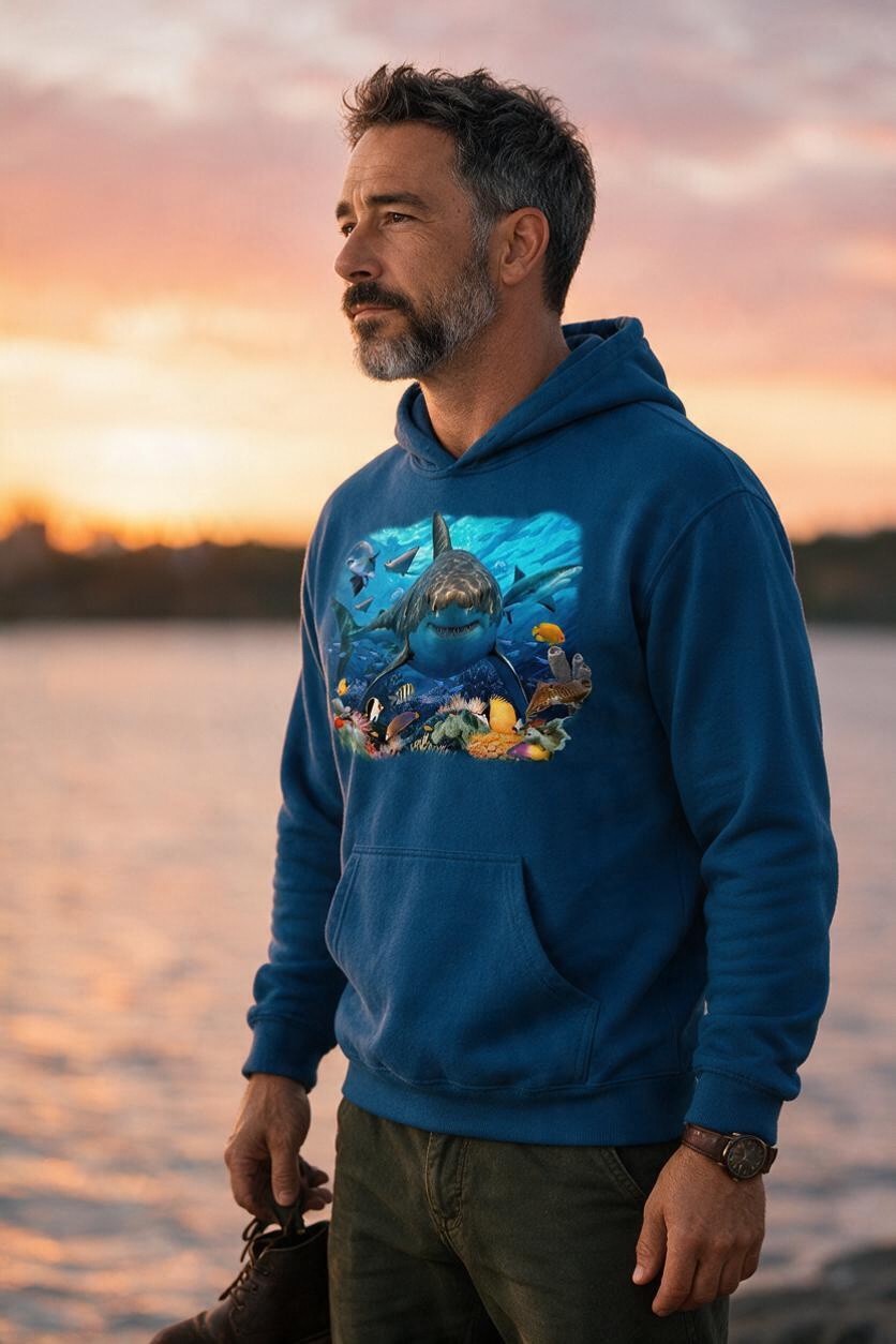Great White Shark And Sealife Hoodie