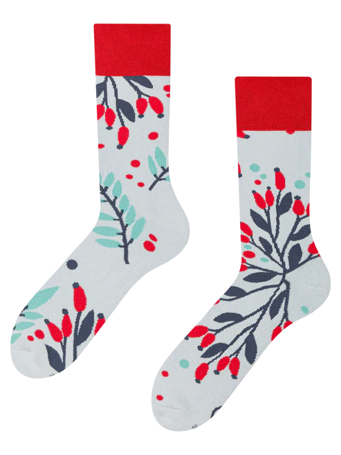 Crazy Warm Socks Rosehips in Snow