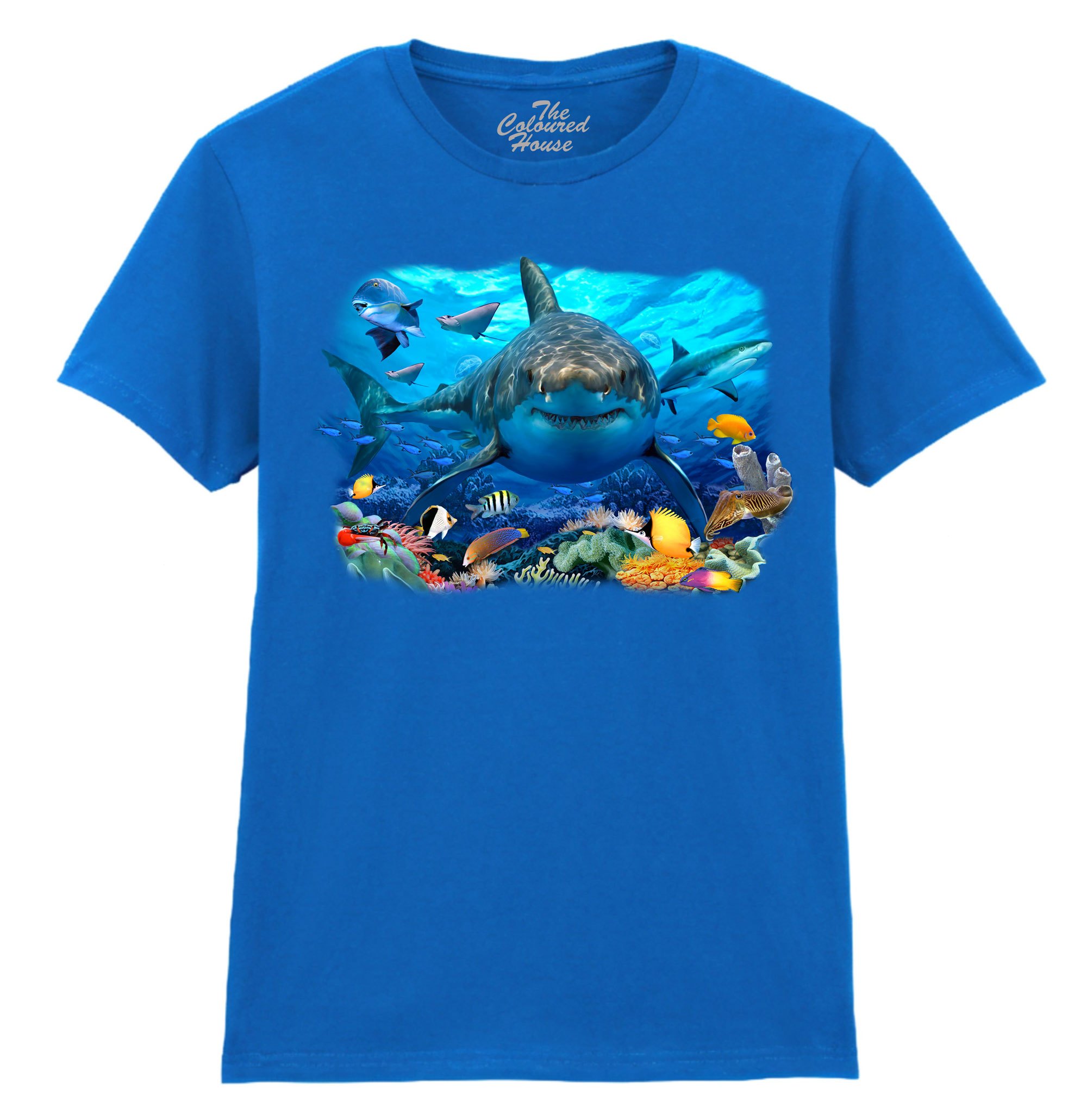 Great White Shark And Sealife Ladies T-shirt