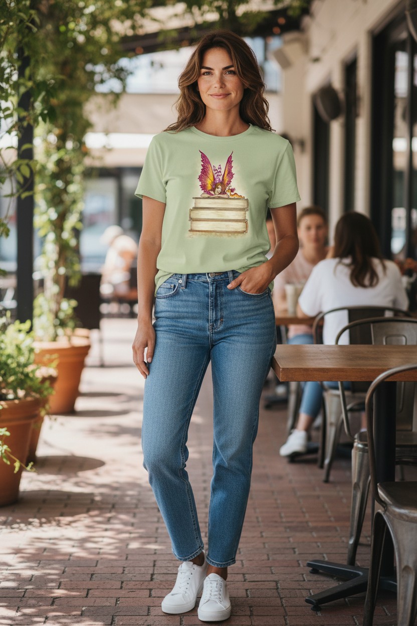 Pink Bookworm Ladies T-shirt