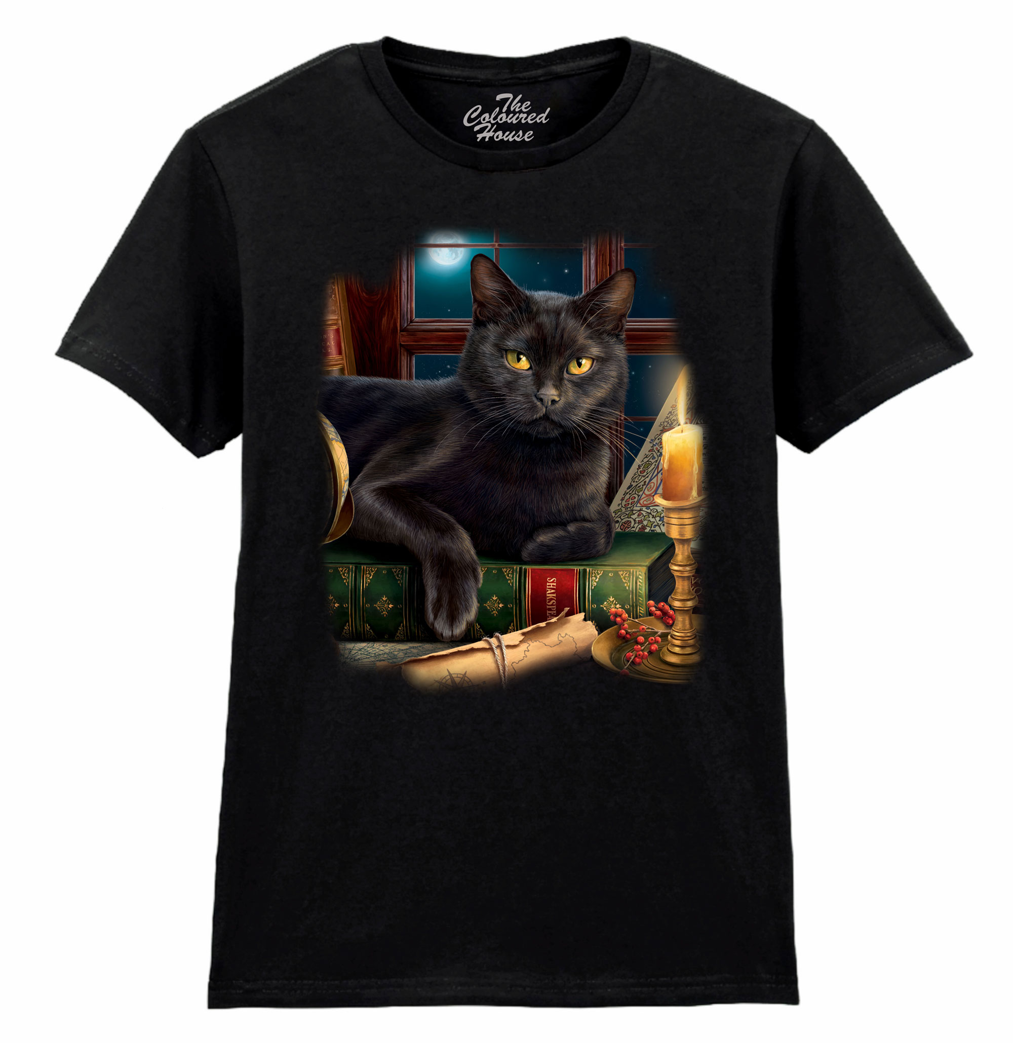 Black Cat By Candlelight Ladies T-shirt