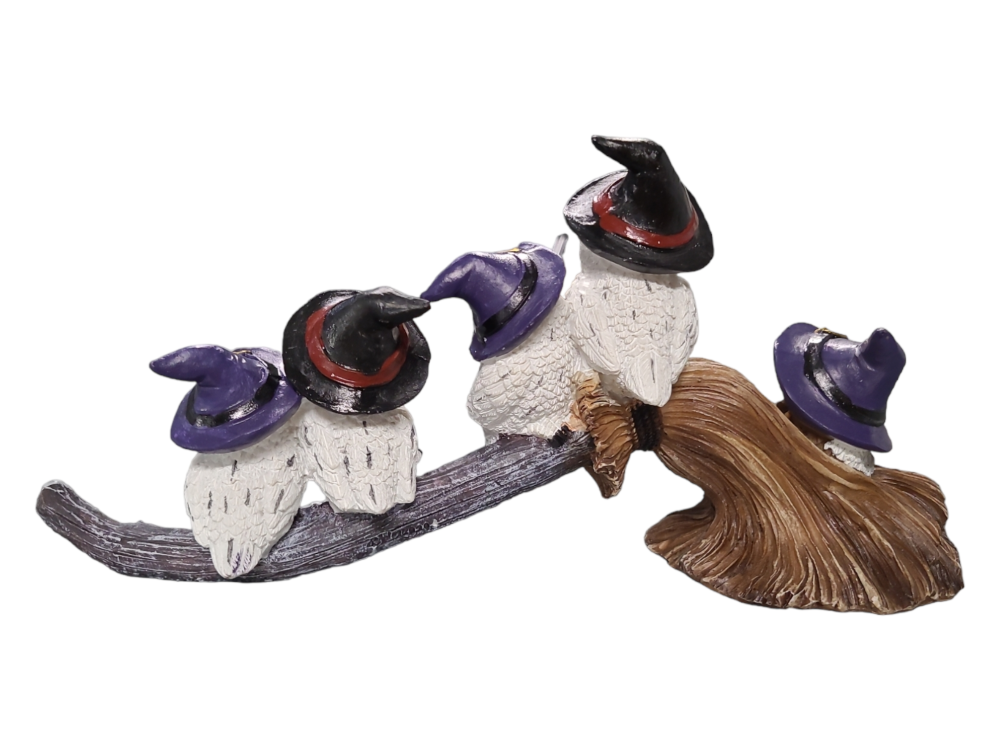 PhotoRoom-20230508_160113_1 5 Witch Owls Playing On Broomstick - 27cm