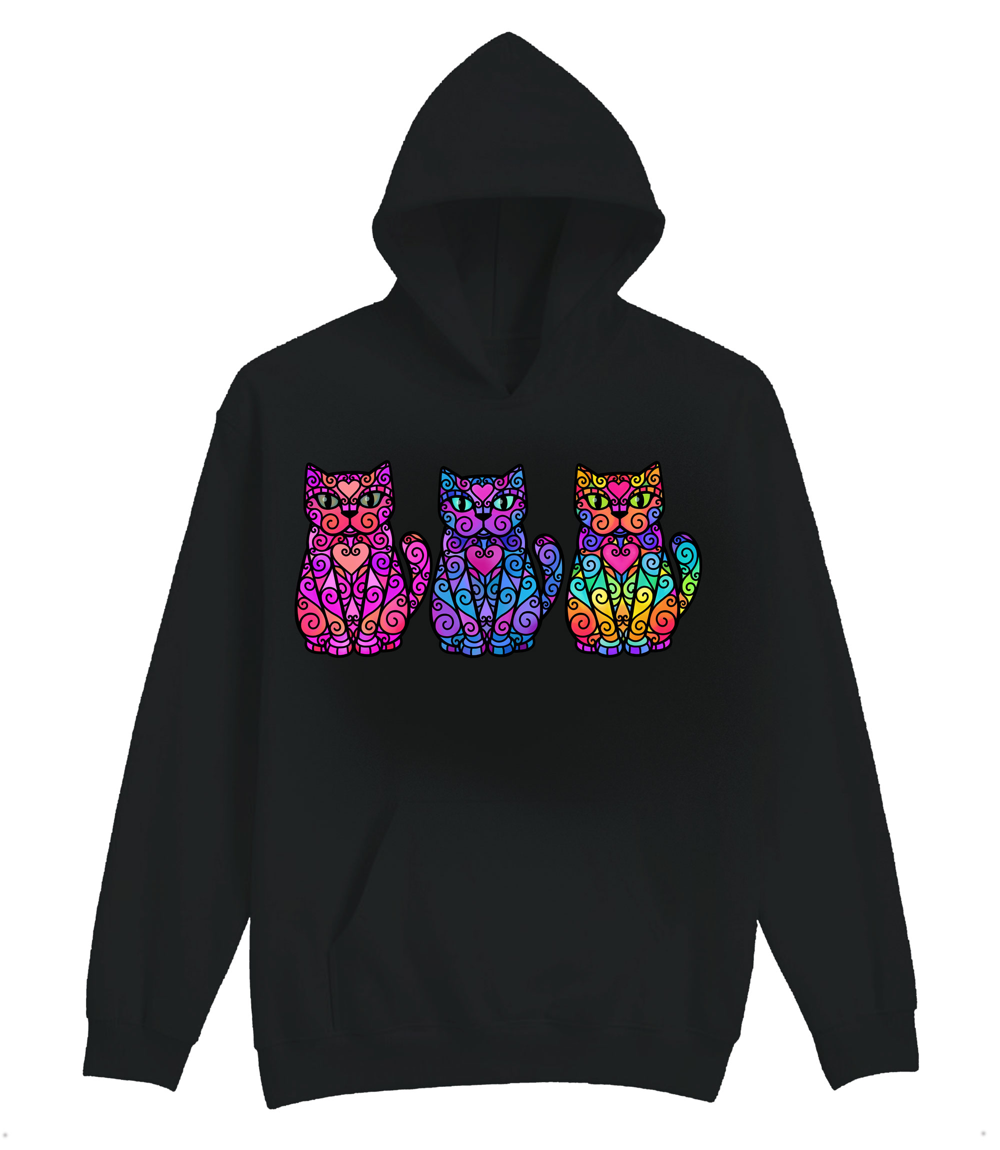 Colorful 3 Cats Hoodie 