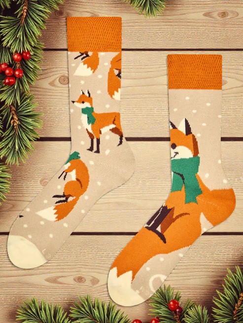 Crazy Warm Socks Fox With Scarf