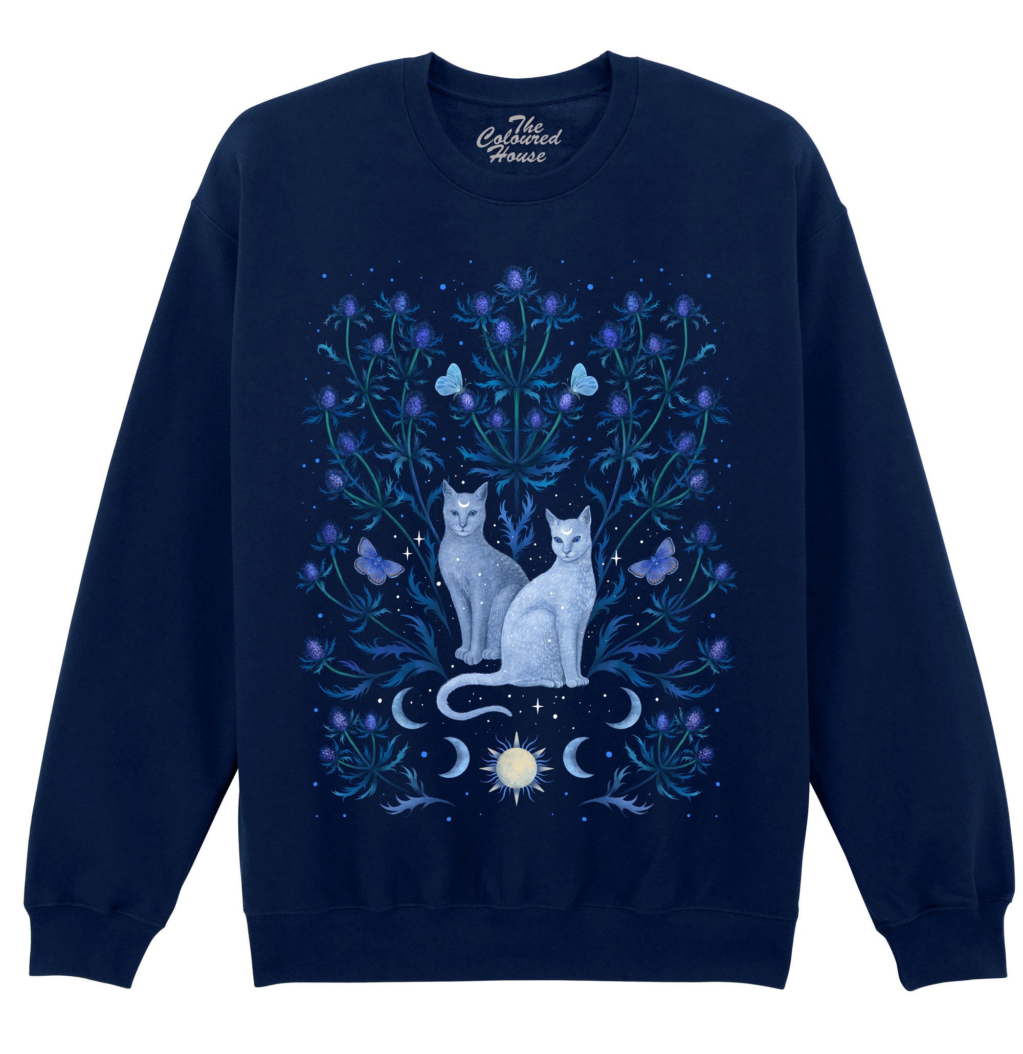 Blue Thistle Cats Sweater