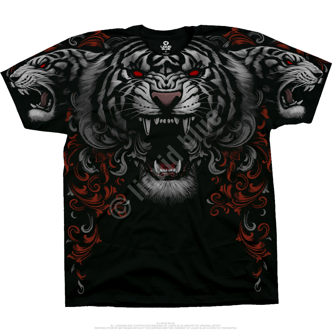 Three Tiger Roar Dark Fantasy T-shirt