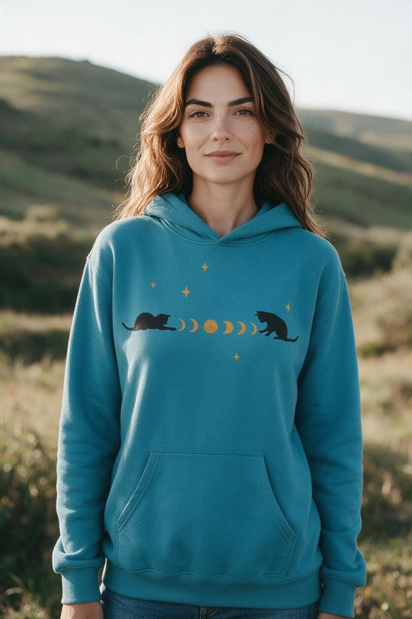 Cat And Moon Hoodie