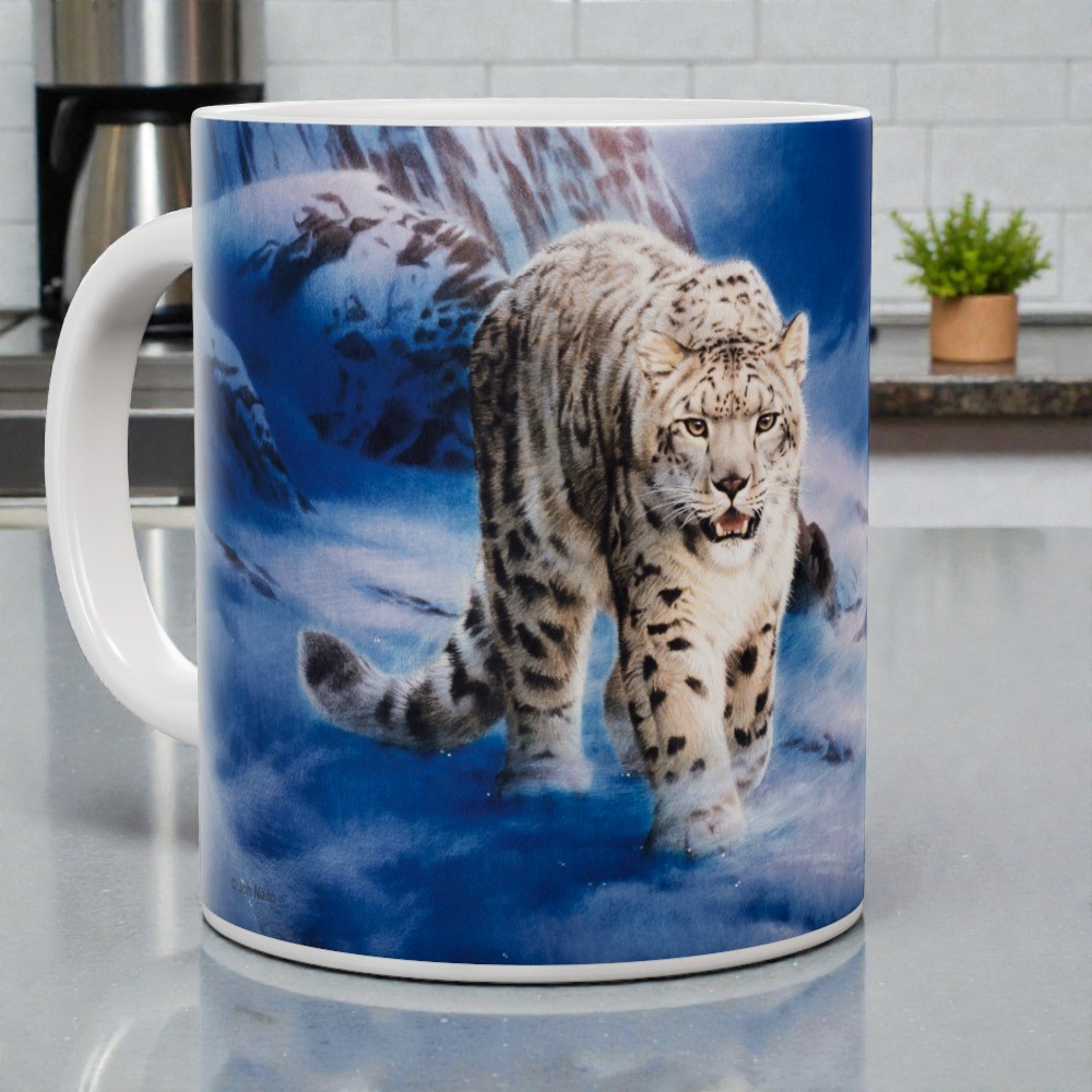 Snow Leopard In Snowstorm Mug