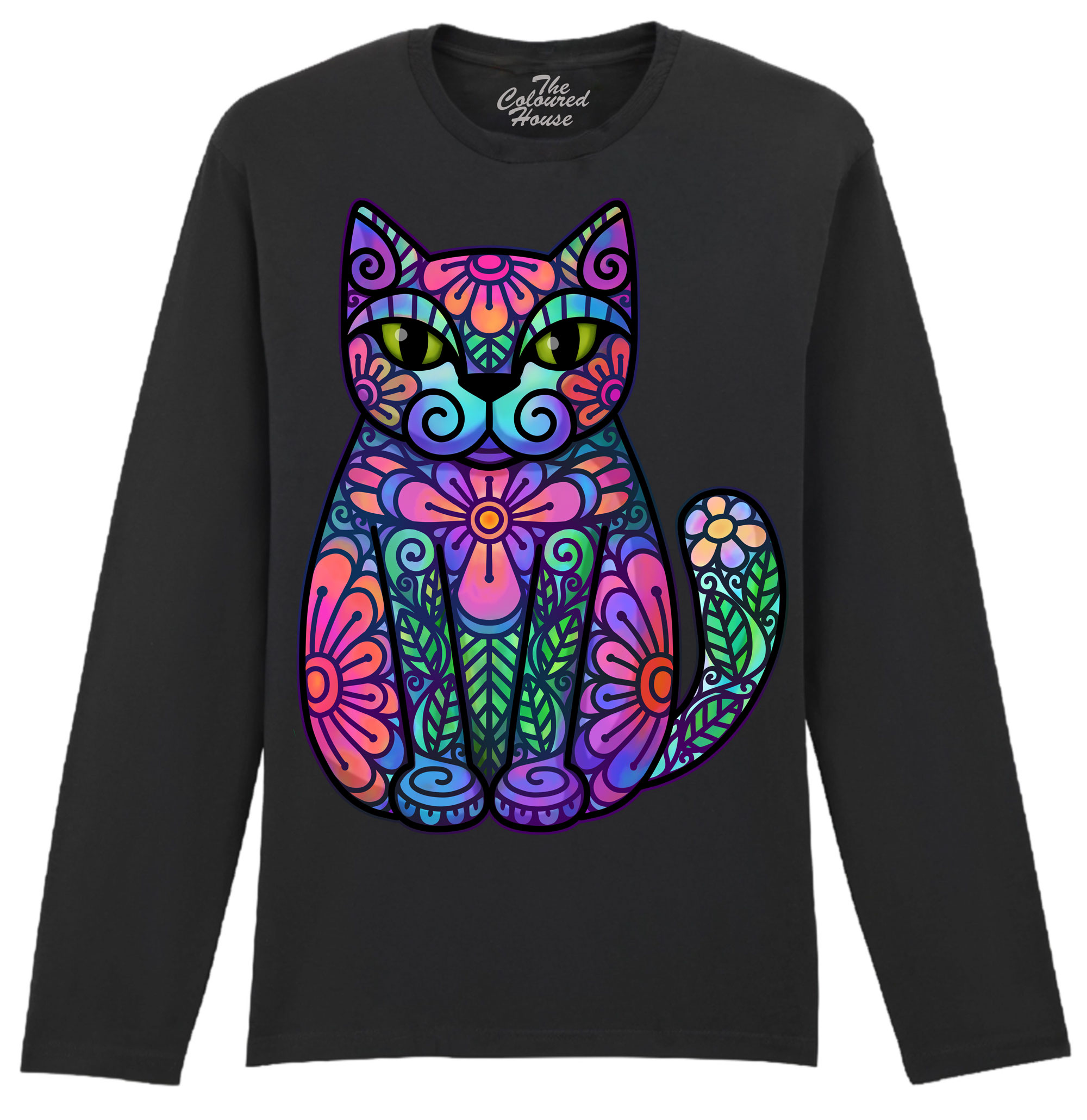 Flowers And Leaves Cat Longsleeve