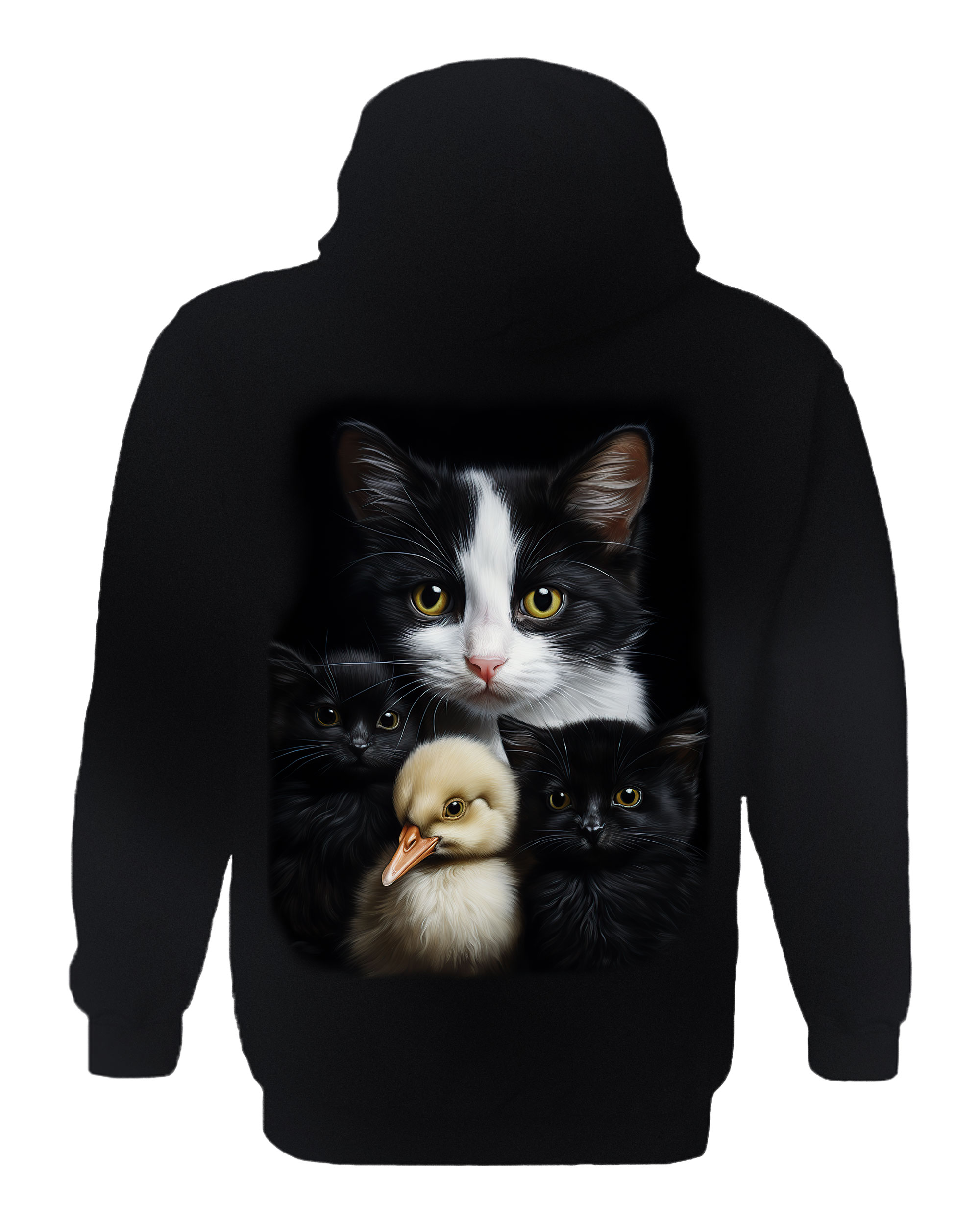 Mom Cat And Kittens Portrait Hoodie