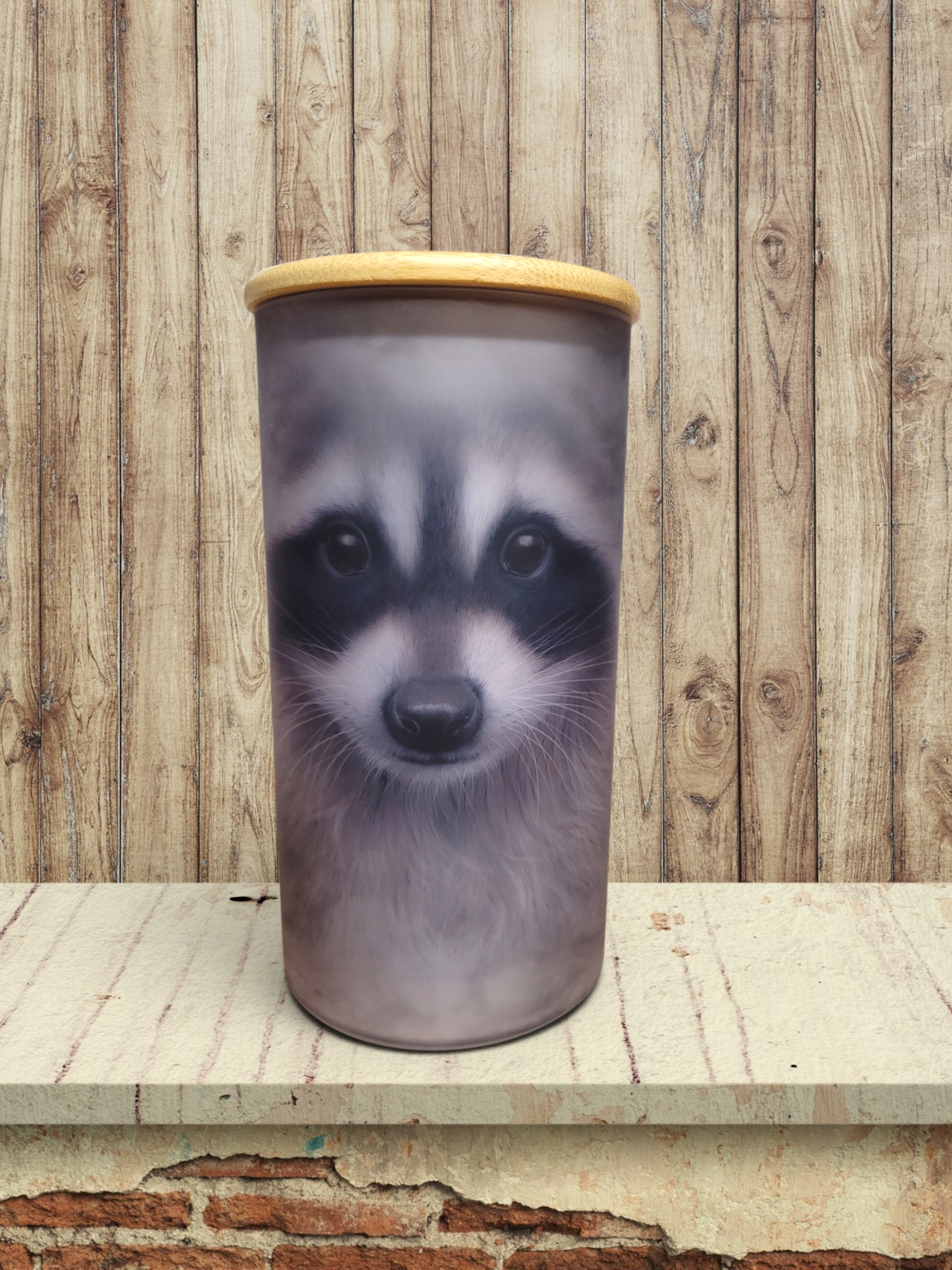 Big Face Raccoon - Storage Jar 25Oz