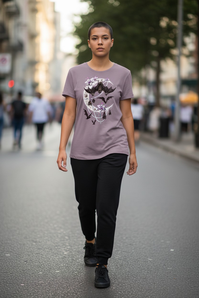 Bats Moon Ladies T-shirt