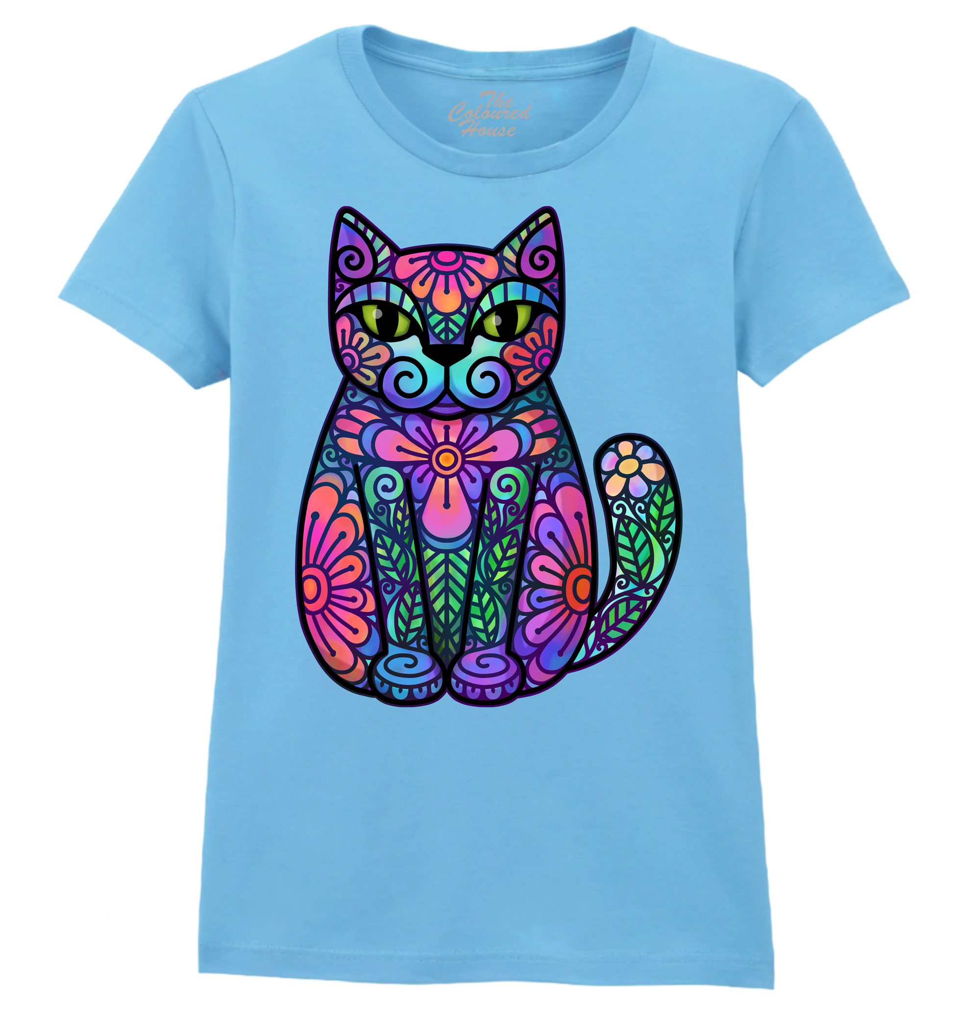 Flowers And Leaves Cat Ladies T-shirt
