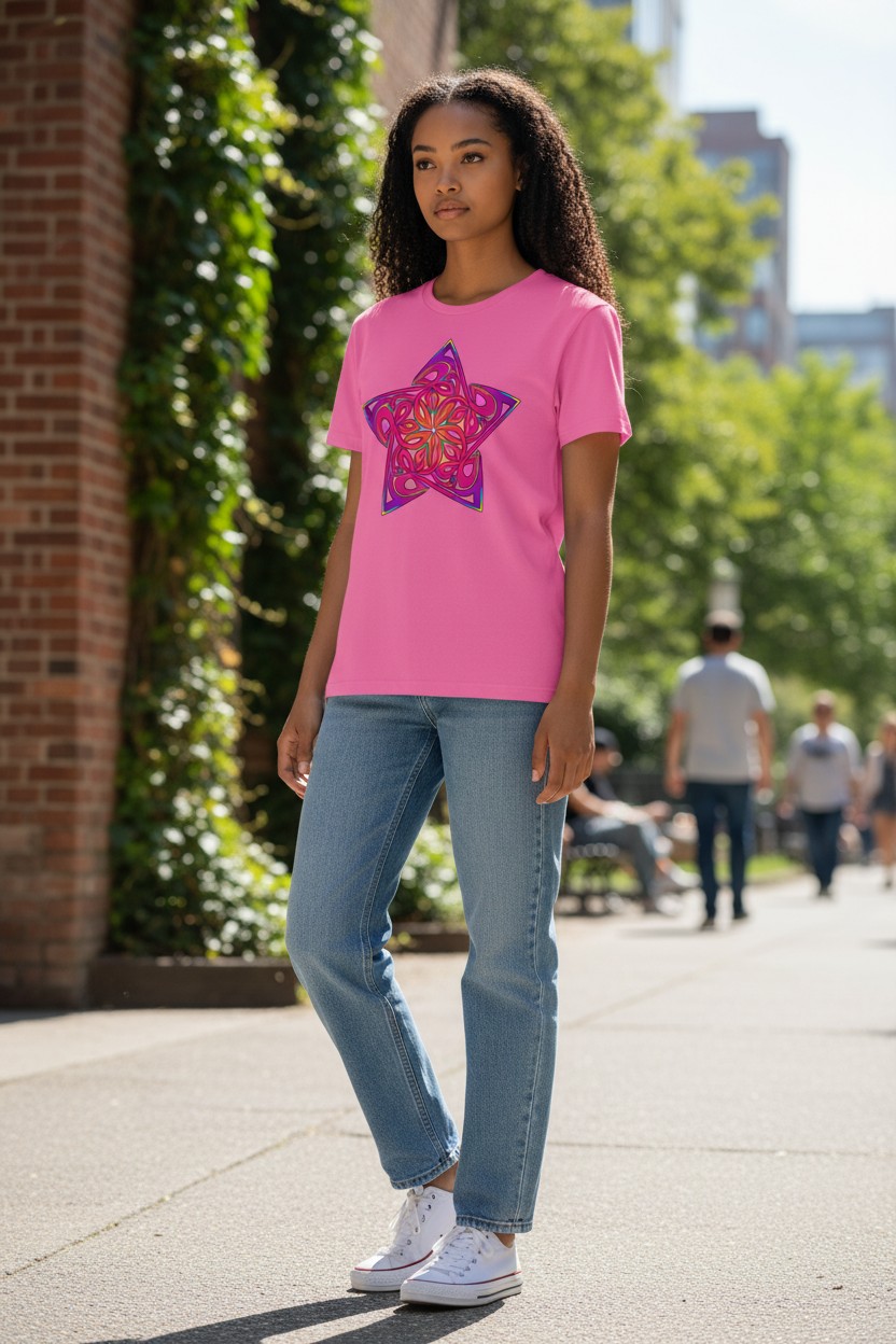 Celtic Knot Five Star Purple Ladies T-shirt