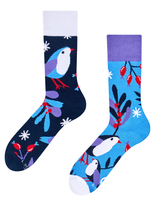 Crazy Warm Socks Bird In Winter