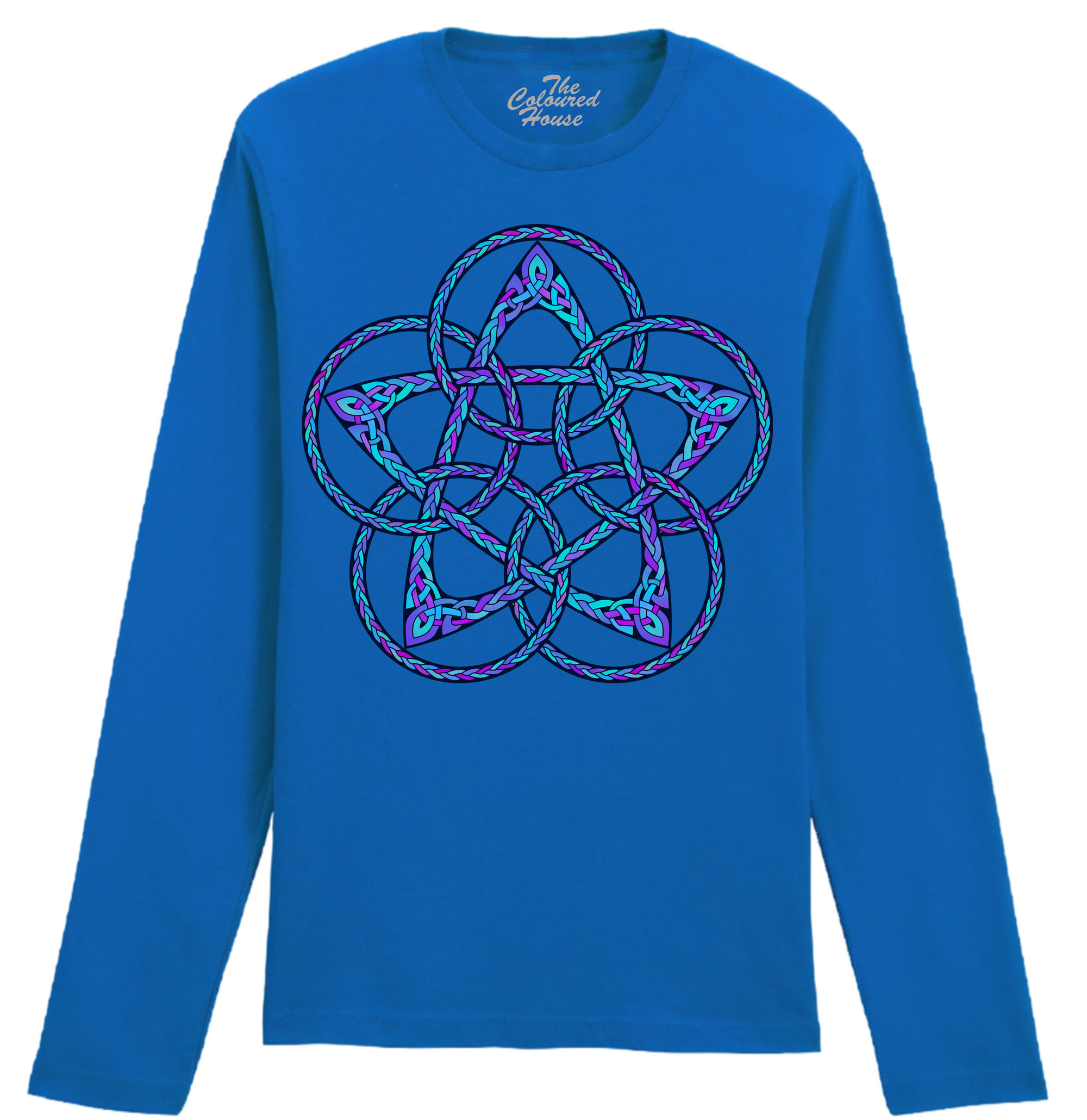 Celtic Knot Five Star Circle Blue Longsleeve