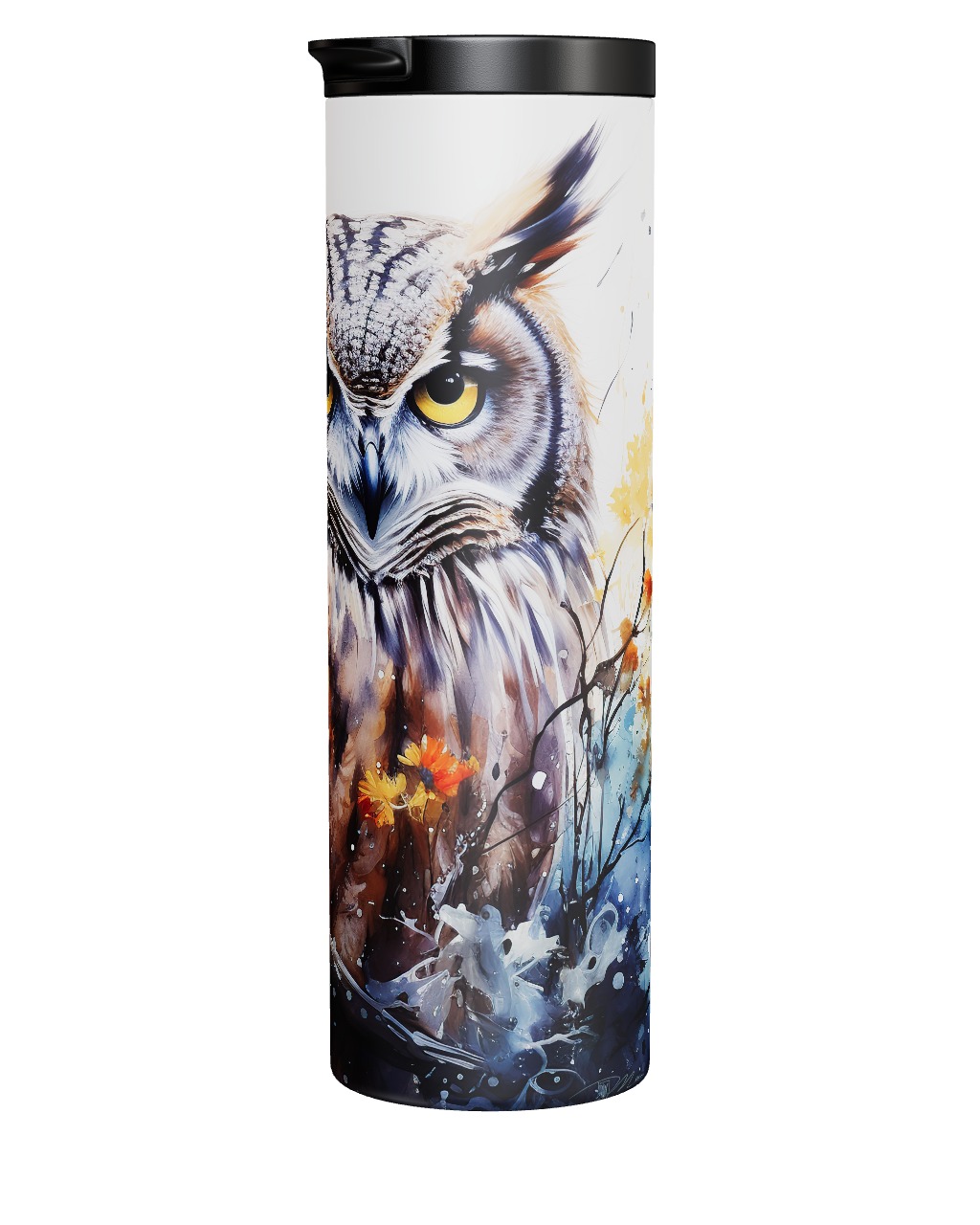 Watercolor Great Horned Owl Tumbler Watercolor Great Horned Owl Tumbler