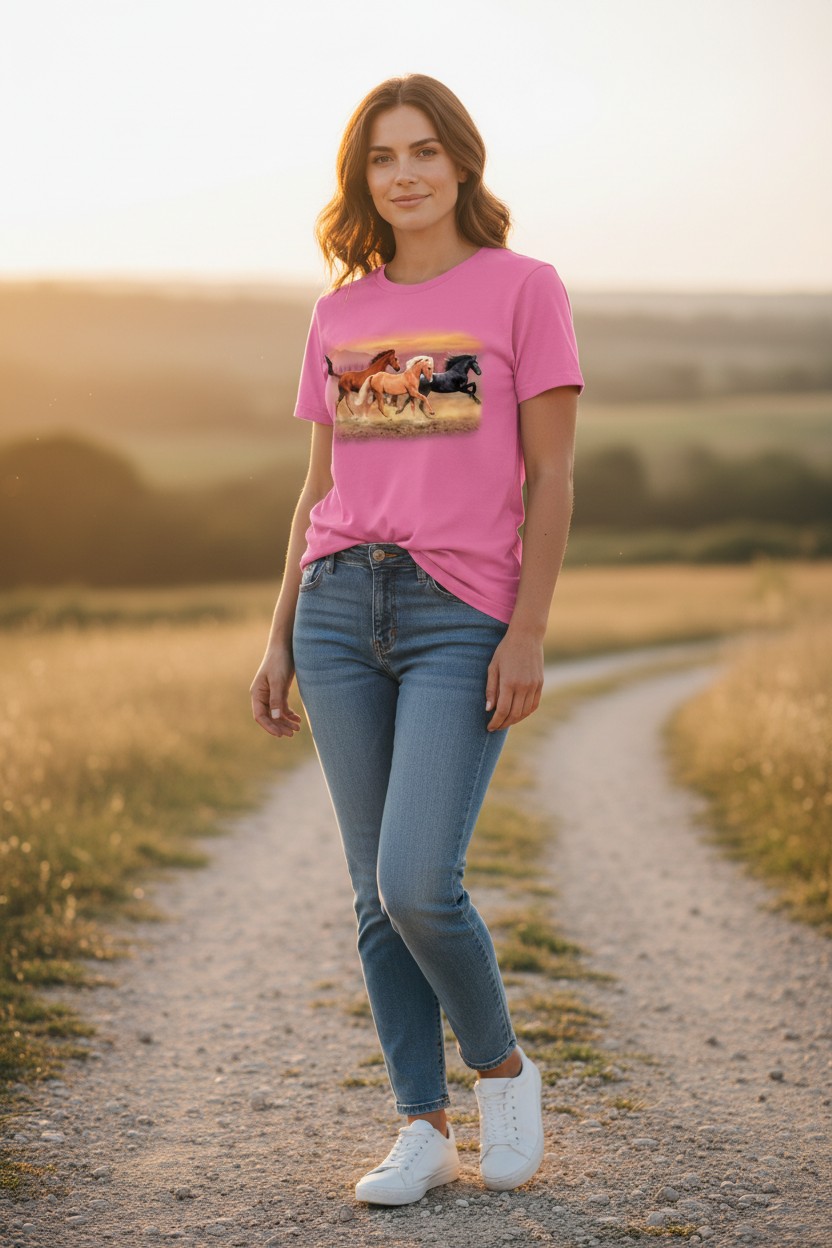 Running Free Horses Ladies T-shirt