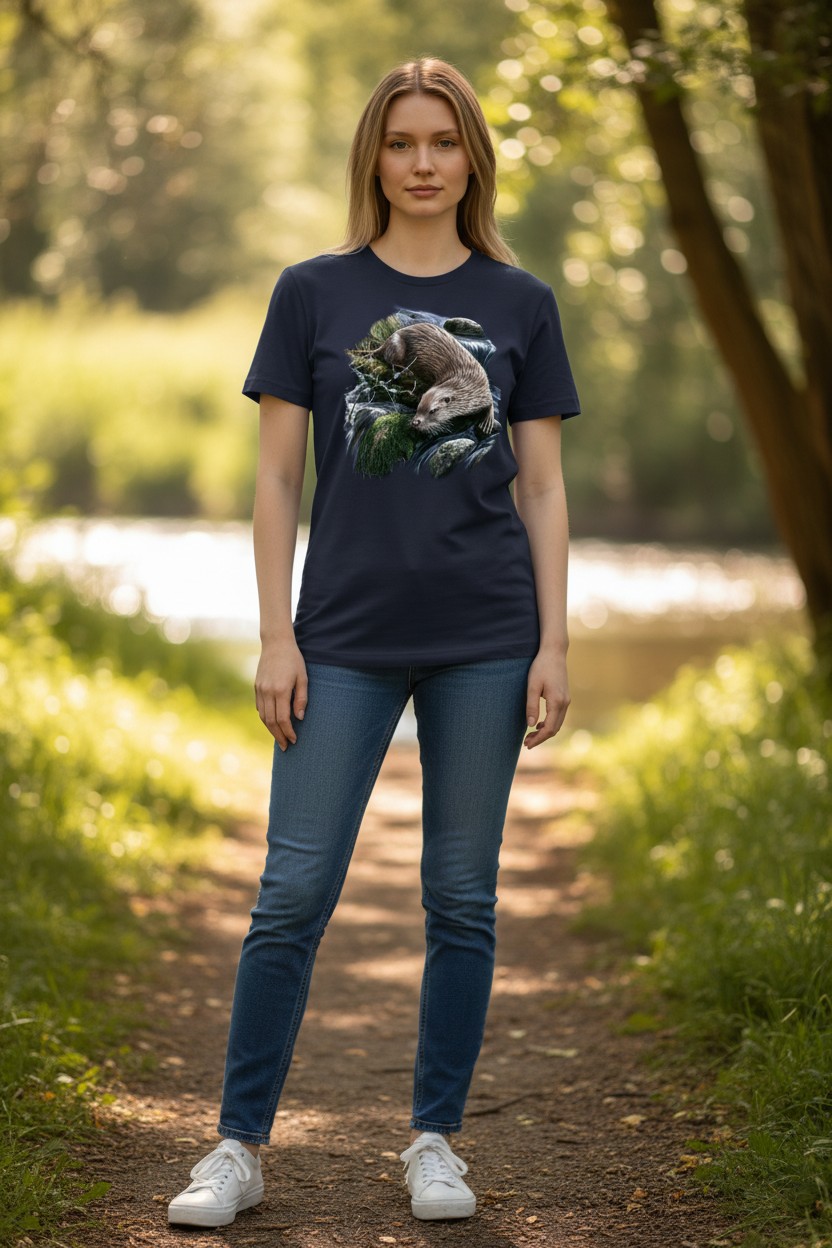 Exploring Otter Ladies T-shirt
