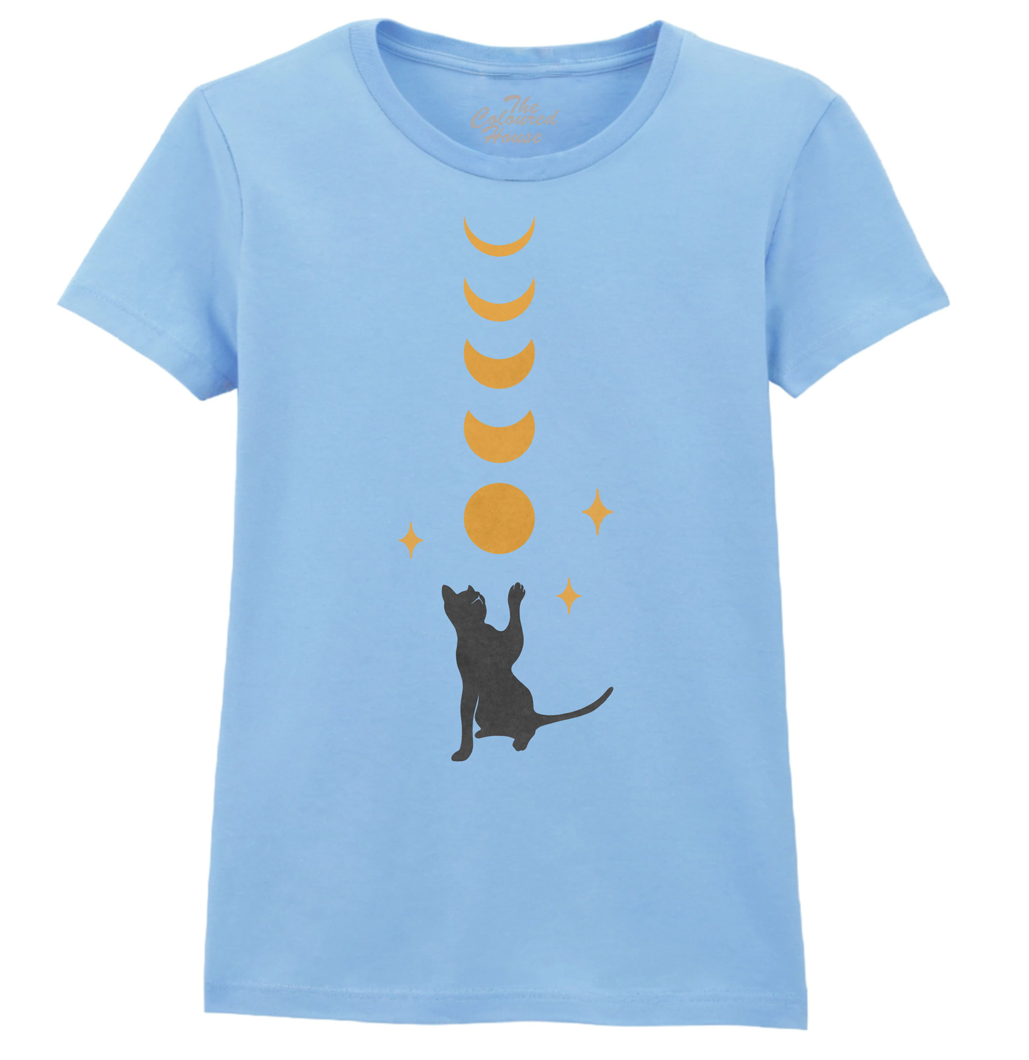 Cat And Moon Up! Ladies T-shirt