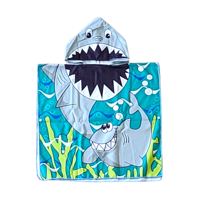 Shark Green Strandponcho KIDS