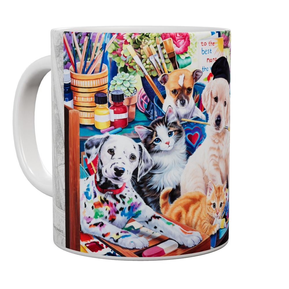 Puppies And Kittens In The Art Studio Mug