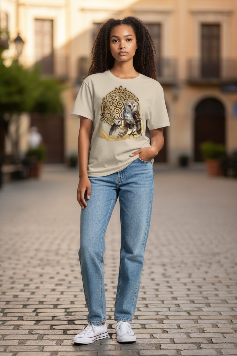 Celtic Owl Ladies T-shirt