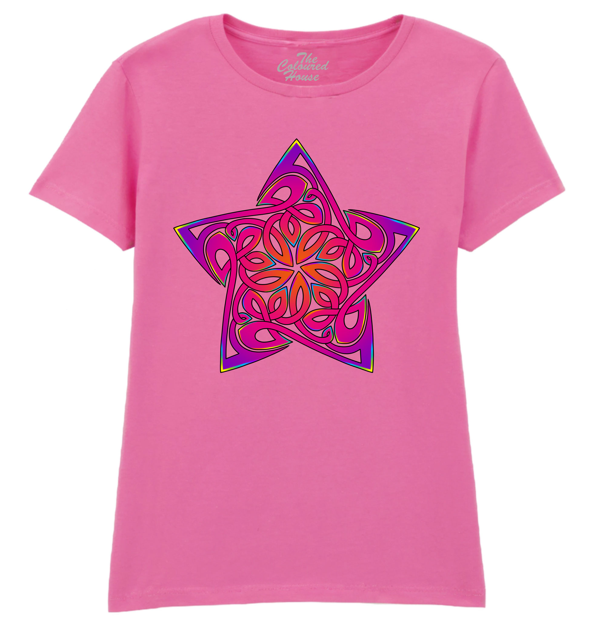 Celtic Knot Five Star Purple Ladies T-shirt