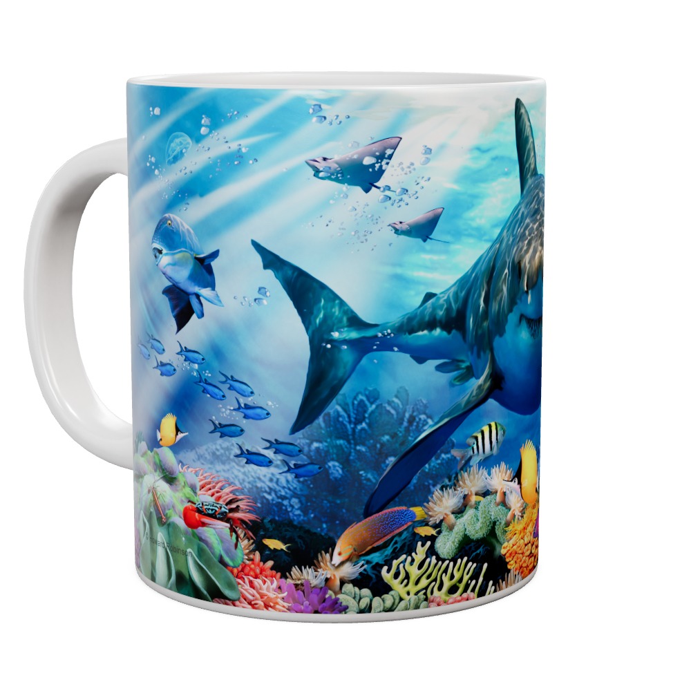 Great White Shark And Sealife Mug