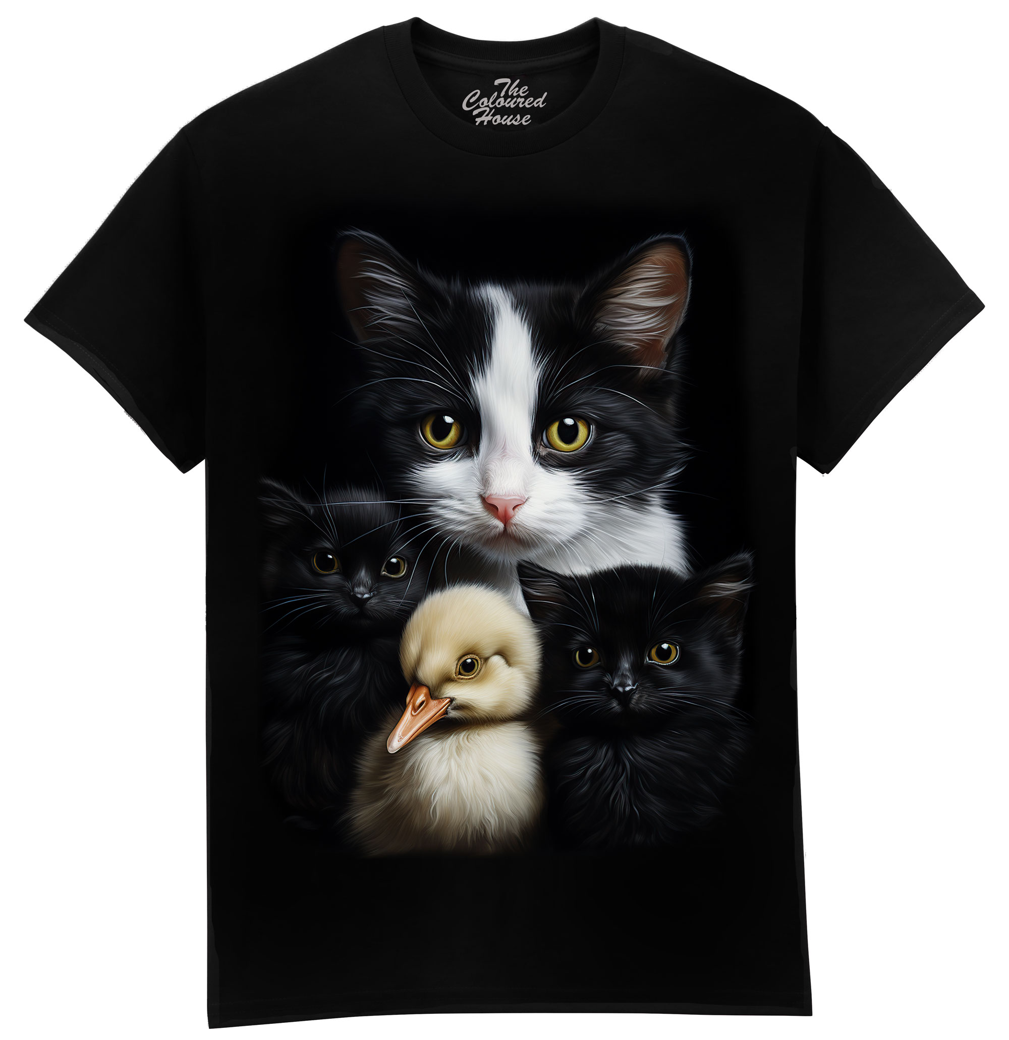 Mom Cat And Kittens Portrait