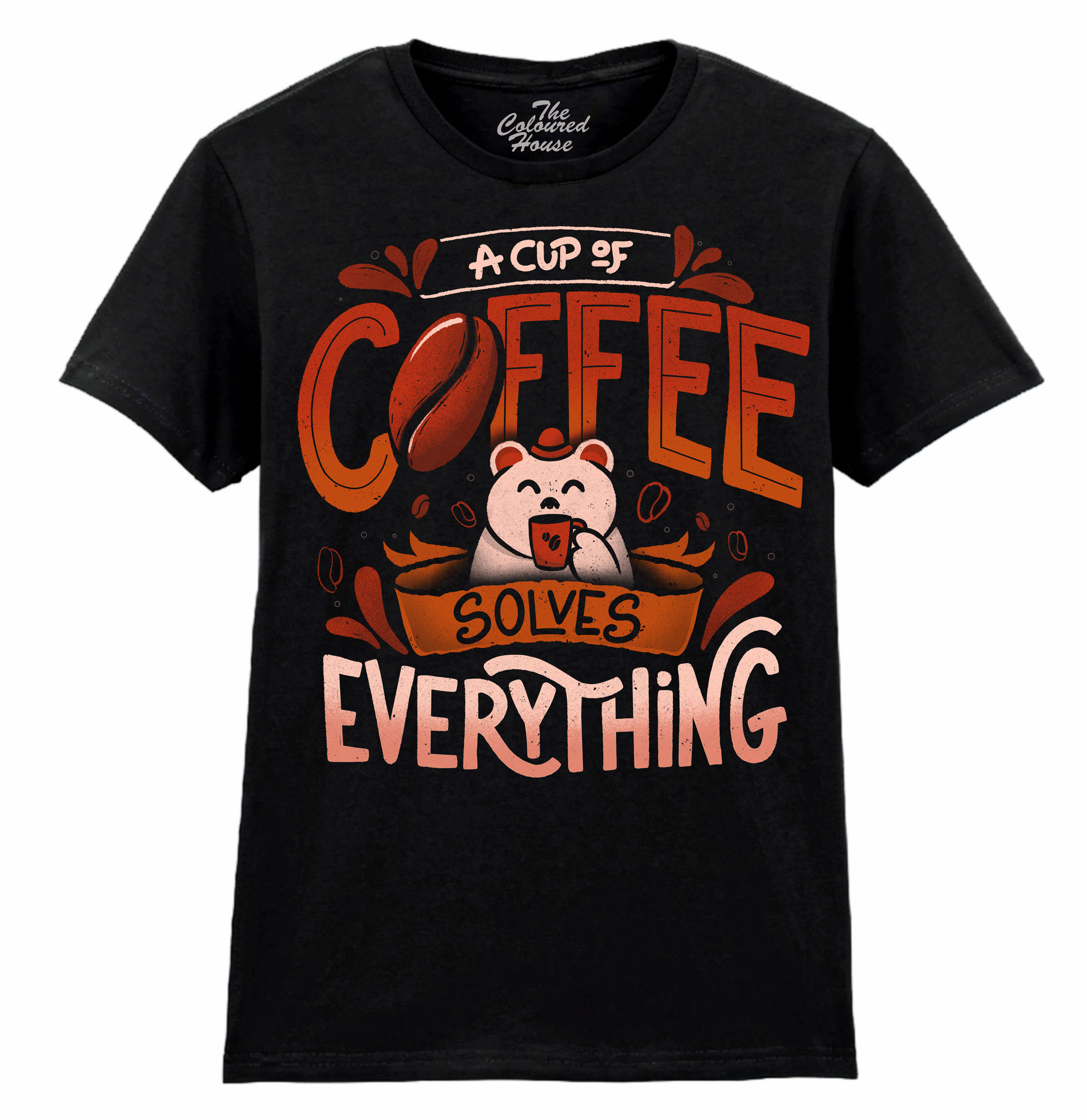 A Cup Of Coffee Solves Everything Ladies T-shirt