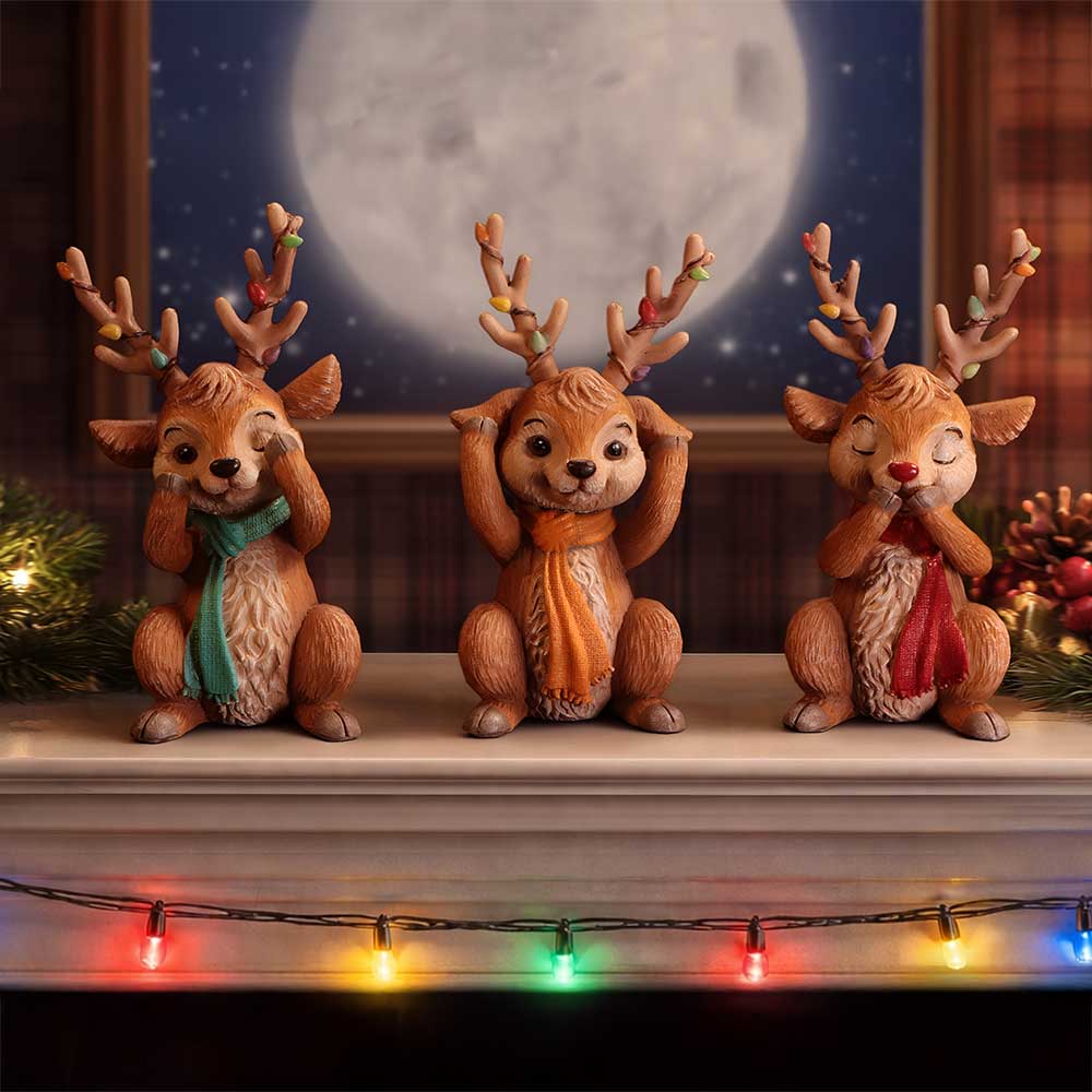 Three Wise Reindeer 10.8cm