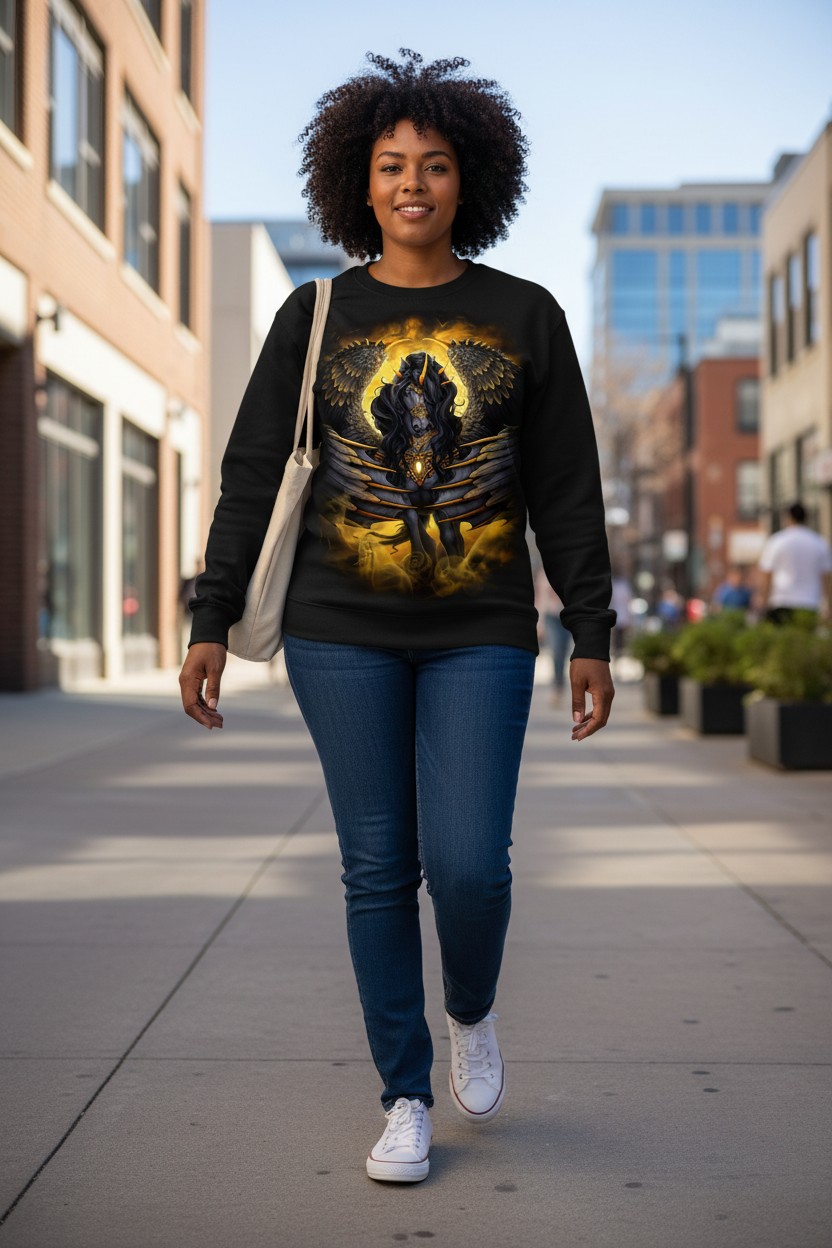 Black Pegasus On Gold Sweater