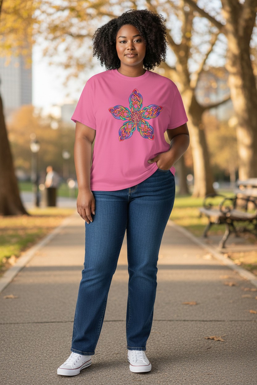 Celtic Knot Five Star Flower Ladies T-shirt