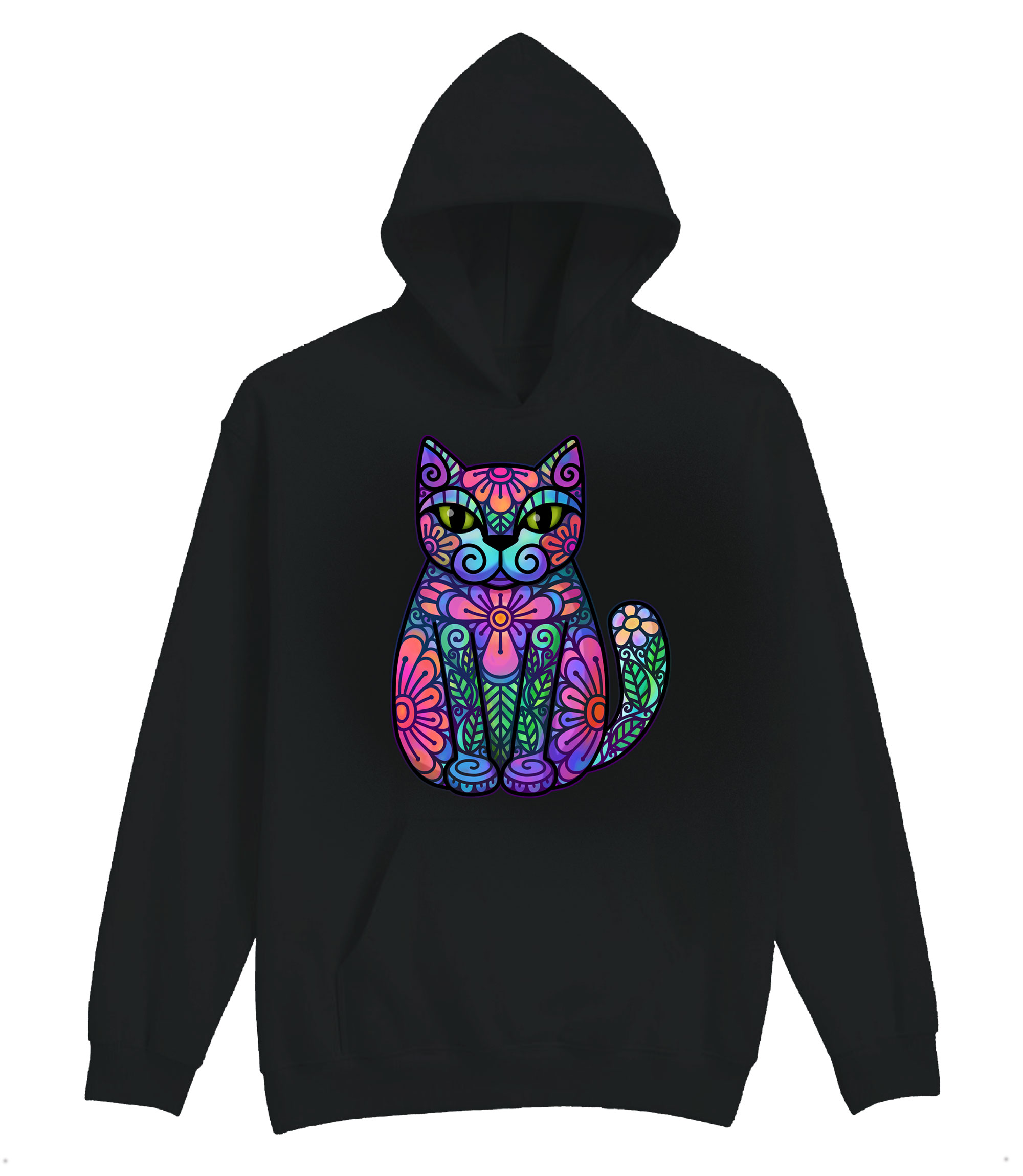 Flowers And Leaves Cat Hoodie