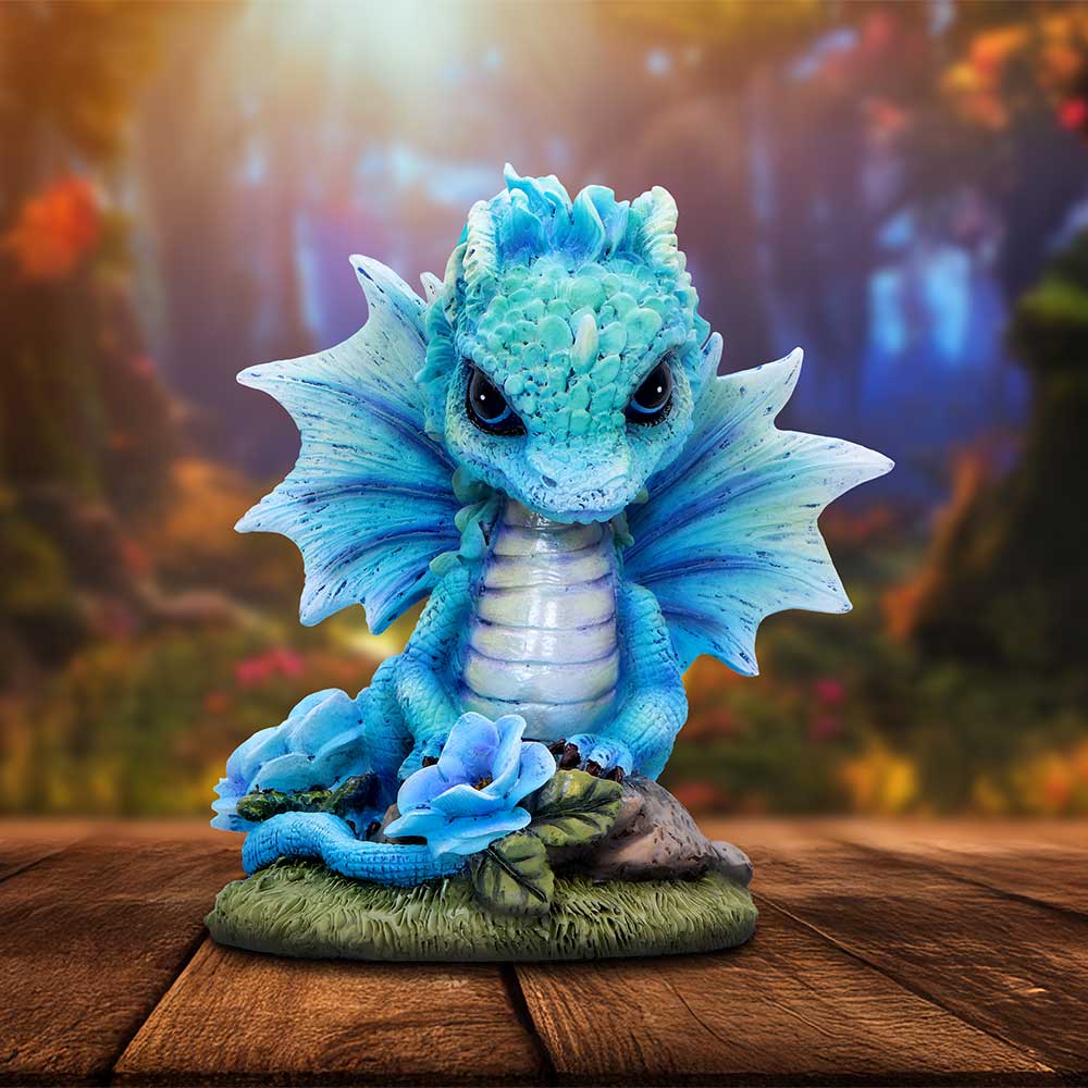 Blue Poppy Flower Dragon - 11cm