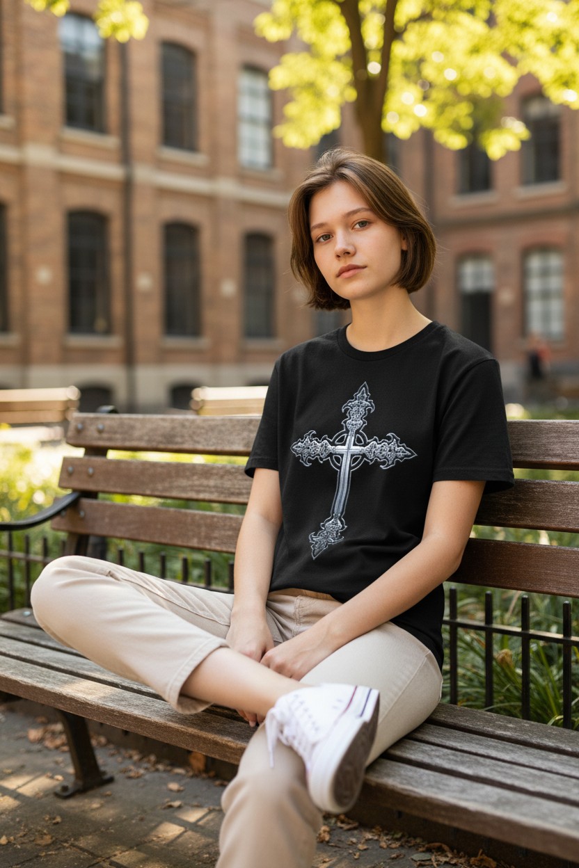 Gothic Cross Ladies T-shirt
