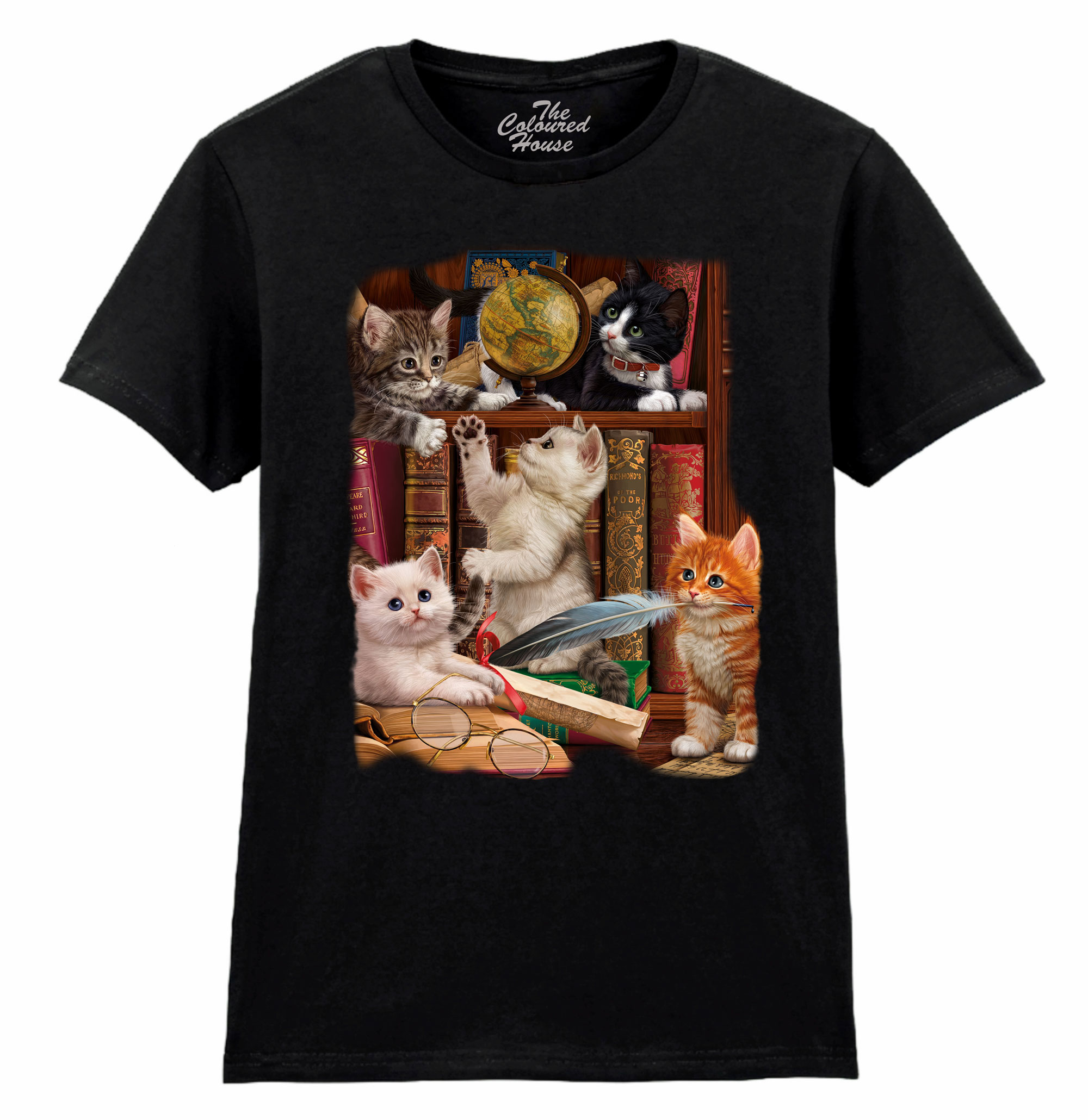 Kittens In The Library Ladies T-shirt