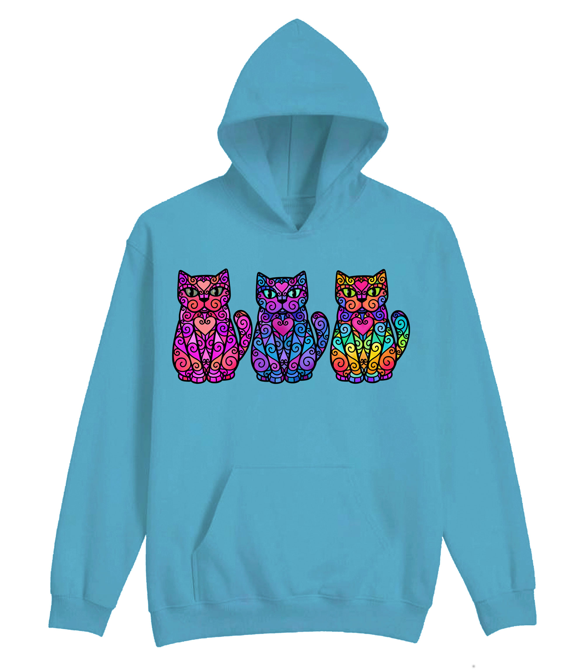 Colorful 3 Cats Hoodie 