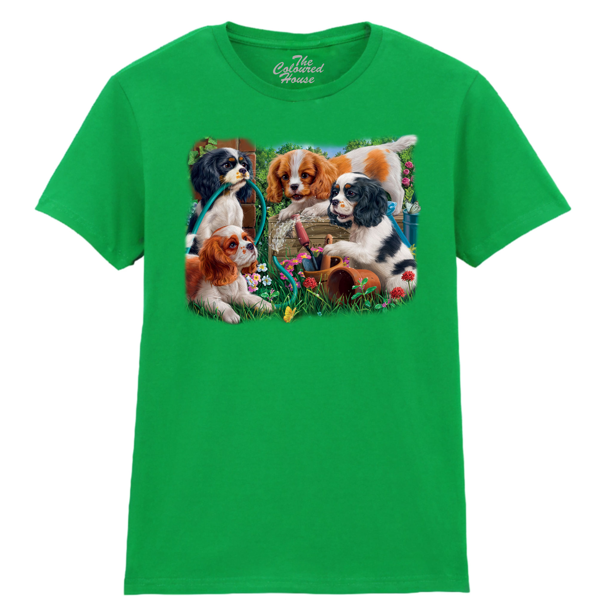 Puppies In The Garden Ladies T-shirt