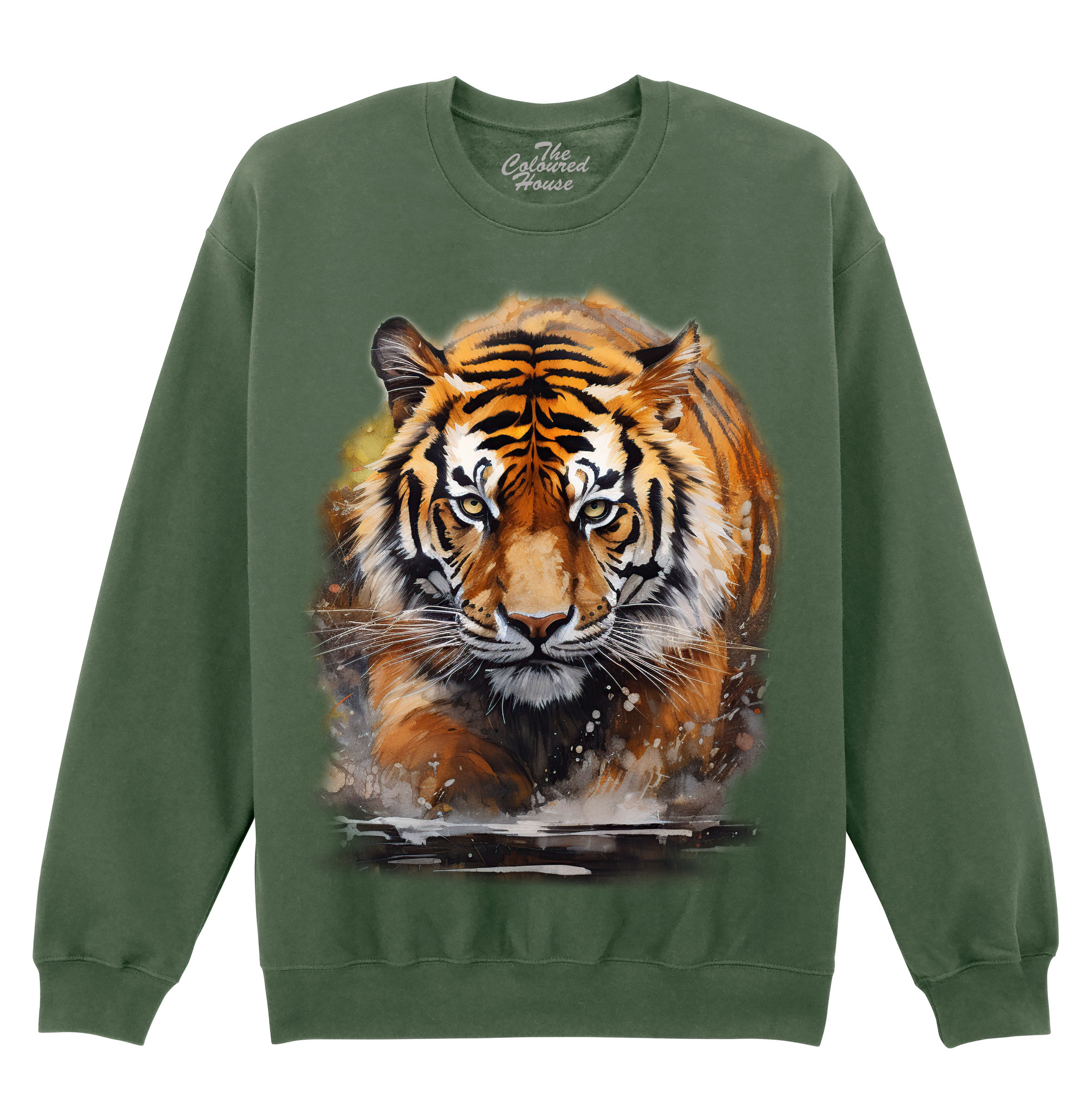 Watercolor Running Tiger Sweater