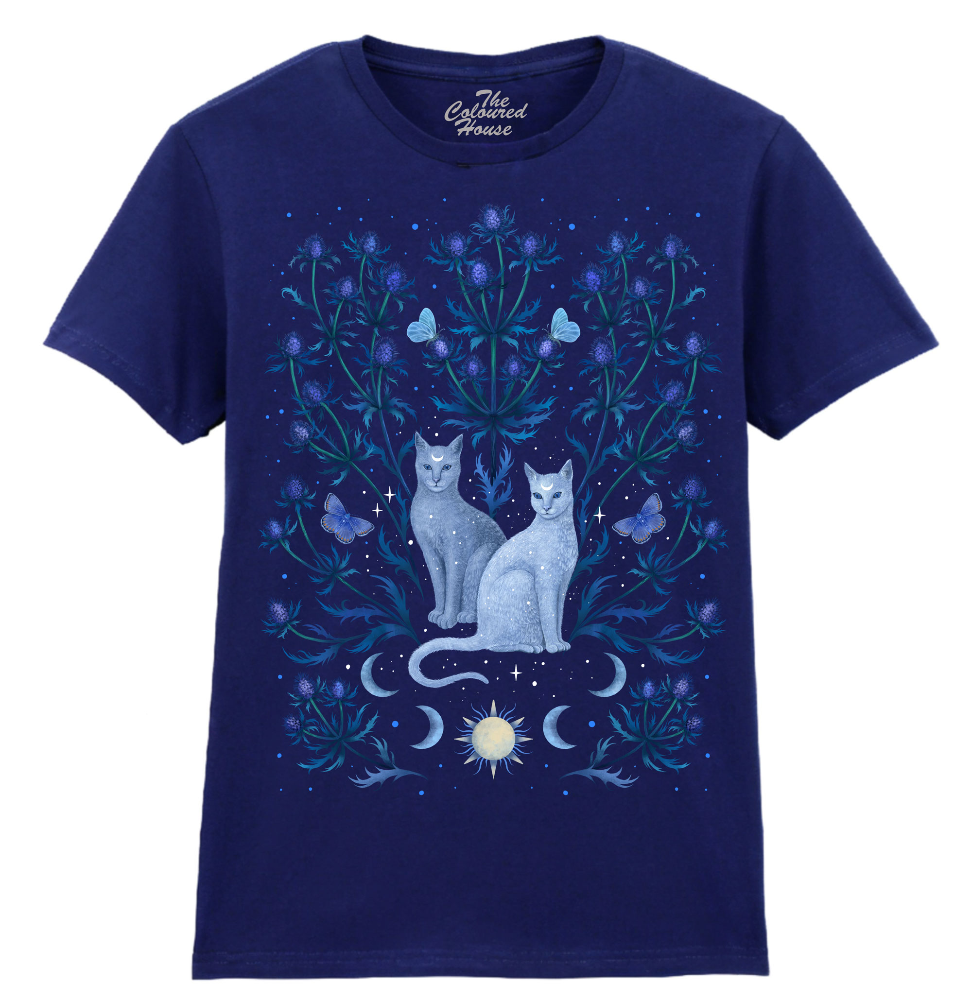 Blue Thistle Cats Ladies T-shirt