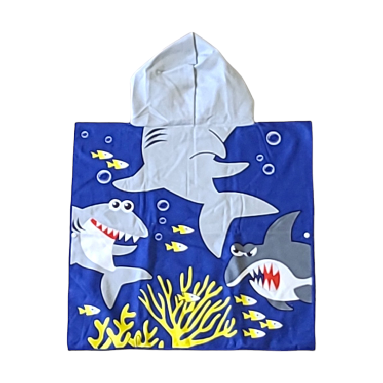 Shark Blue Strandponcho KIDS